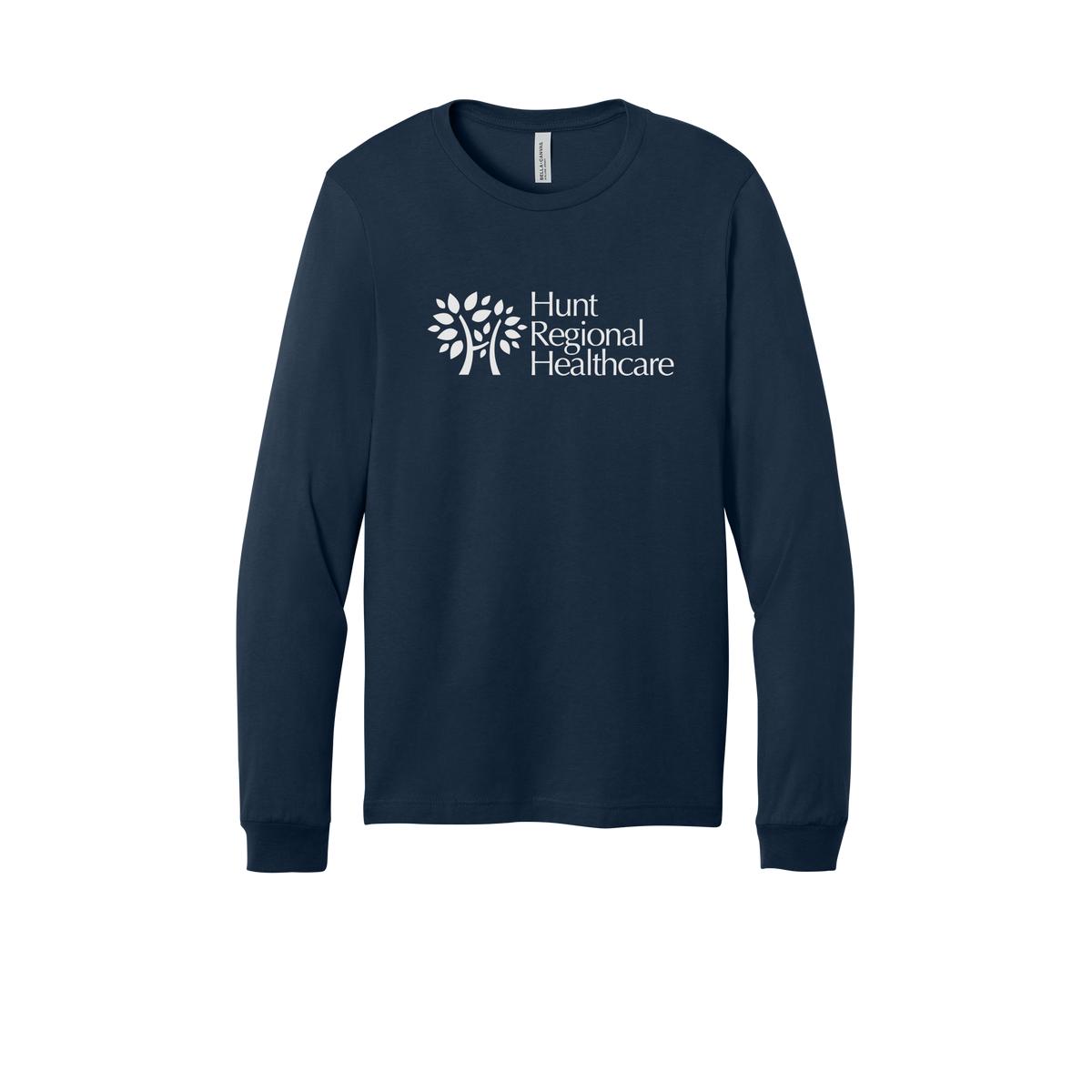 huntregional-all-season-medical-long-sleeve-tee-dtf-front-3501-navy-flat-front