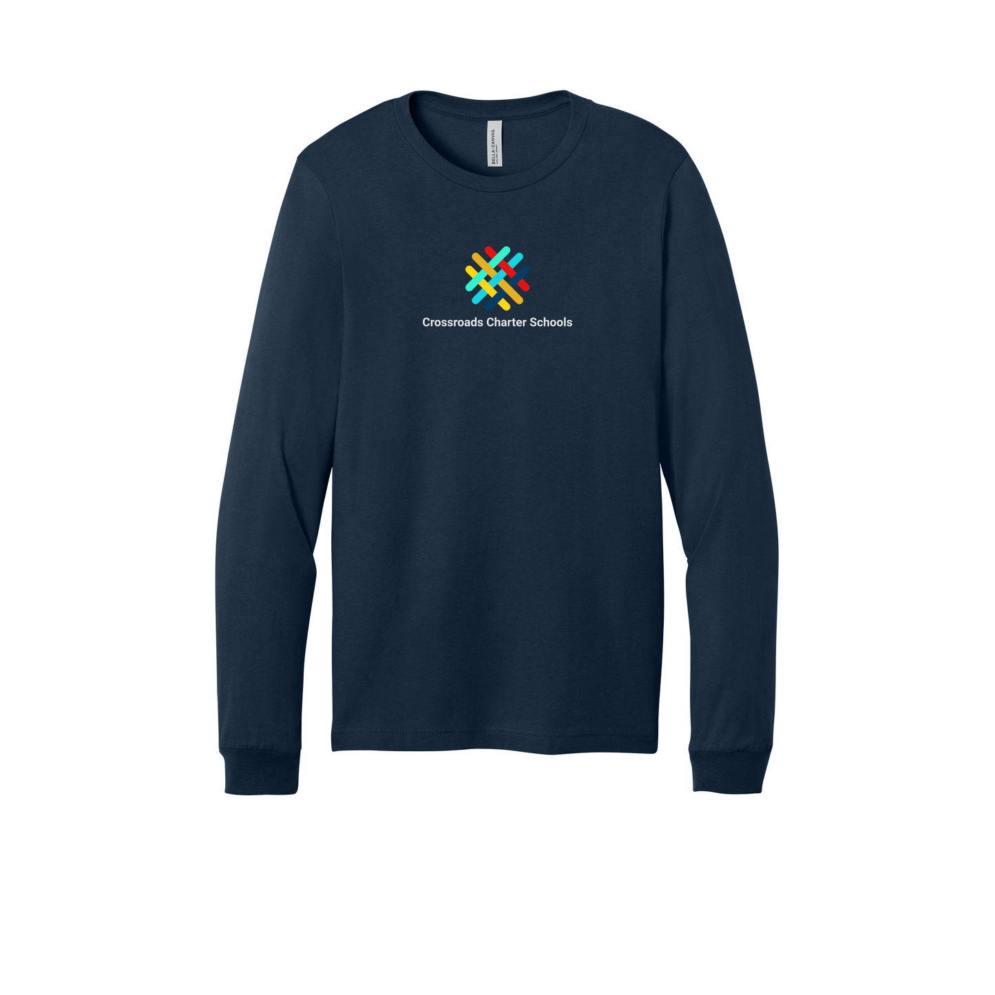crossroadsschoolskc-all-season-long-sleeve-tee-dtf-front-3501-navy-flat-front