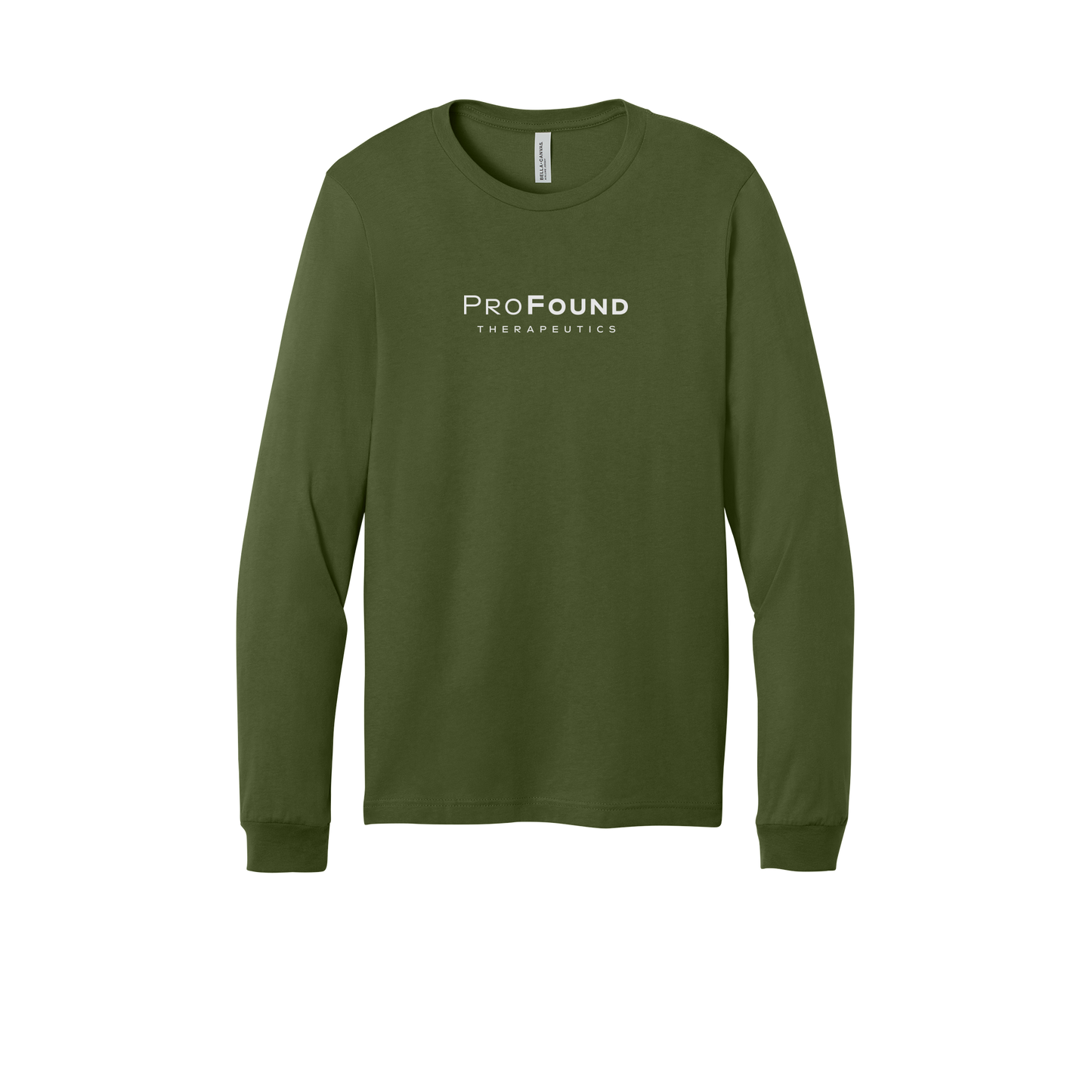profoundtx-all-season-long-sleeve-tee-dtf-front-3501-olive-flat-front