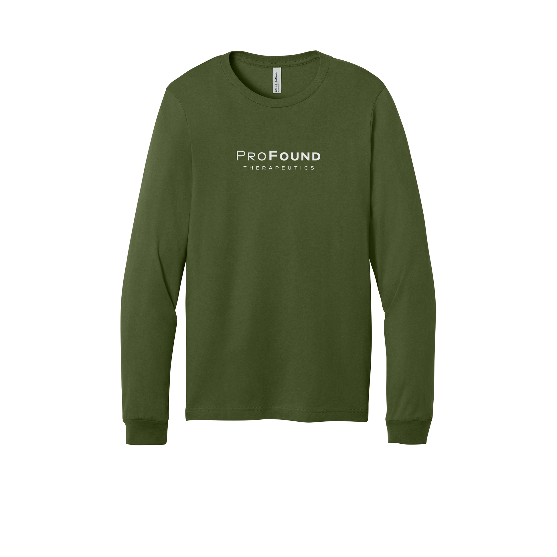 profoundtx-all-season-long-sleeve-tee-dtf-front-3501-olive-flat-front