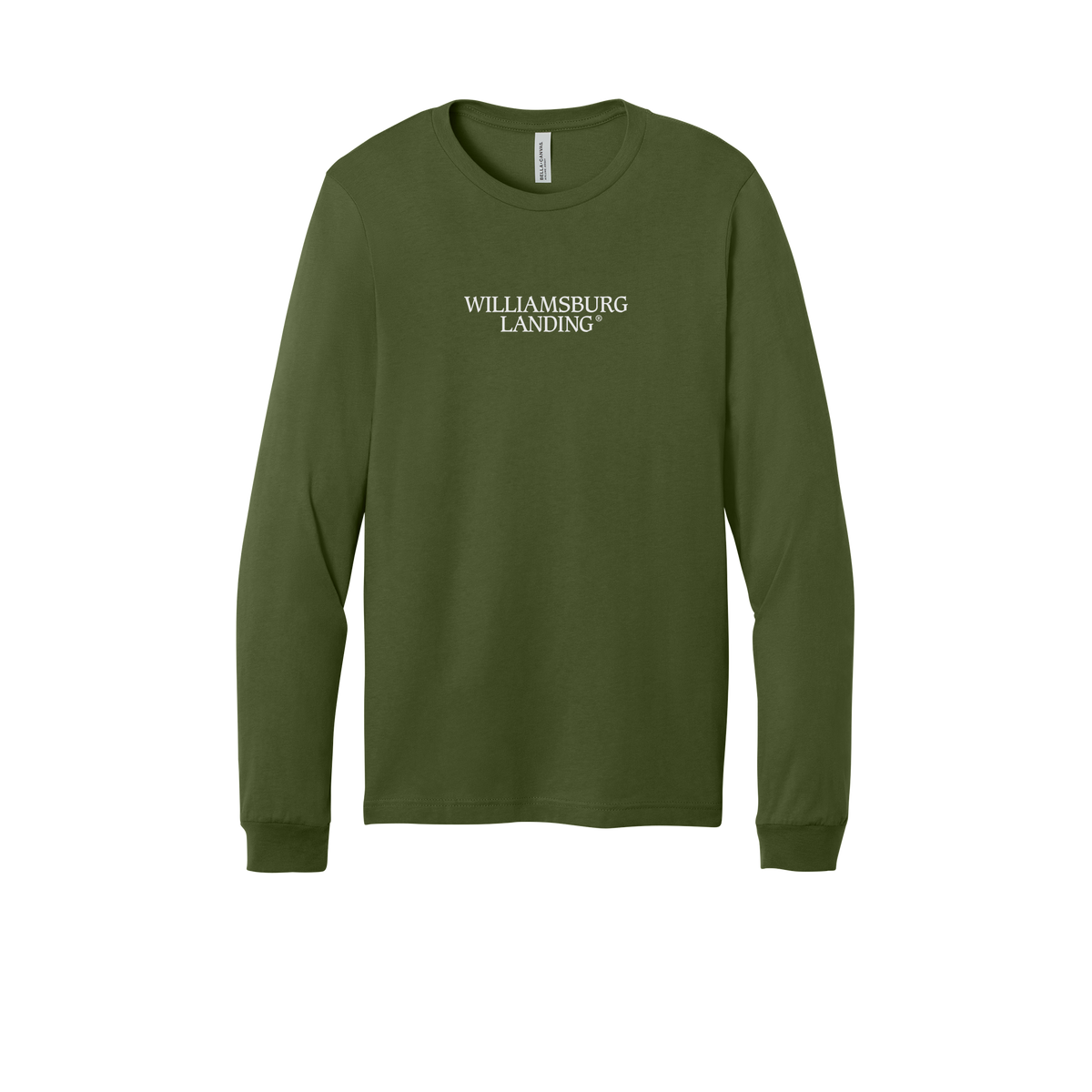 williamsburglanding-all-season-long-sleeve-tee-dtf-front-3501-olive-flat-front