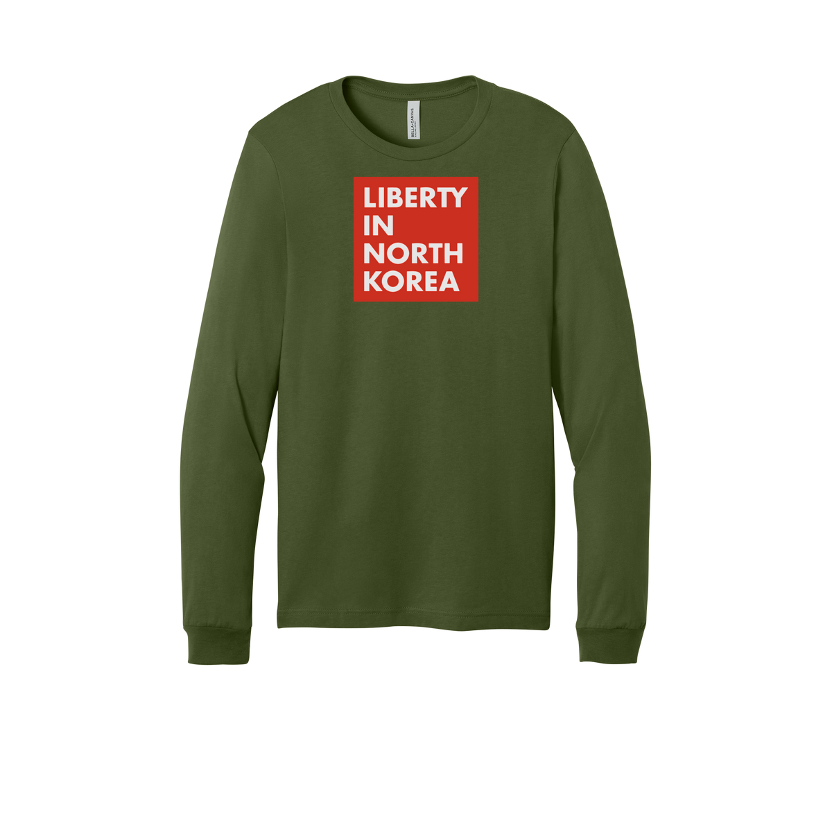 libertyinnorthkorea-all-season-long-sleeve-tee-dtf-front-3501-olive-flat-front
