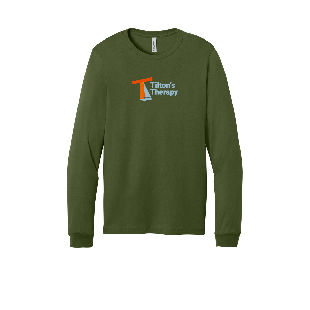 tiltonstherapy-all-season-long-sleeve-tee-dtf-front-3501-olive-flat-front