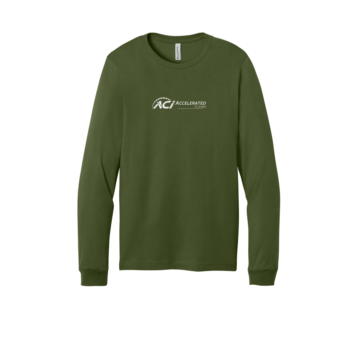 accelclaims-all-season-long-sleeve-tee-dtf-front-3501-olive-flat-front