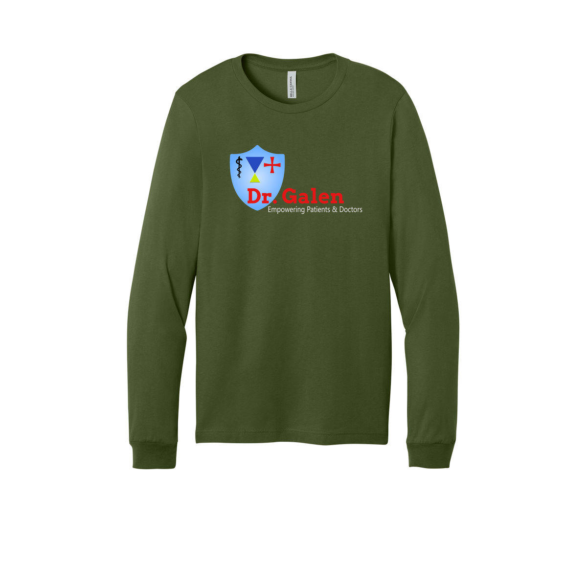 drgalen-all-season-medical-long-sleeve-tee-dtf-front-3501-olive-flat-front