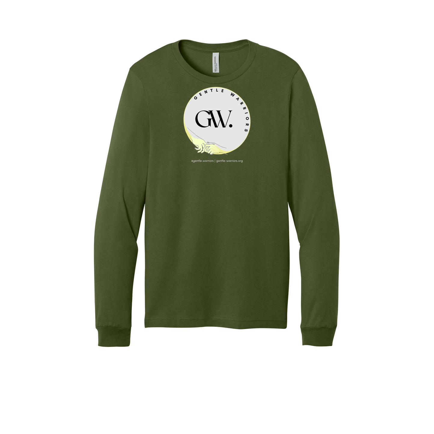 gentle-warriors-all-season-long-sleeve-tee-dtf-front-3501-olive-flat-front