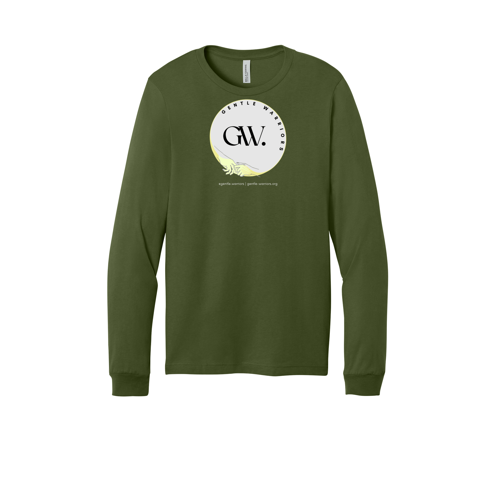 gentle-warriors-all-season-long-sleeve-tee-dtf-front-3501-olive-flat-front