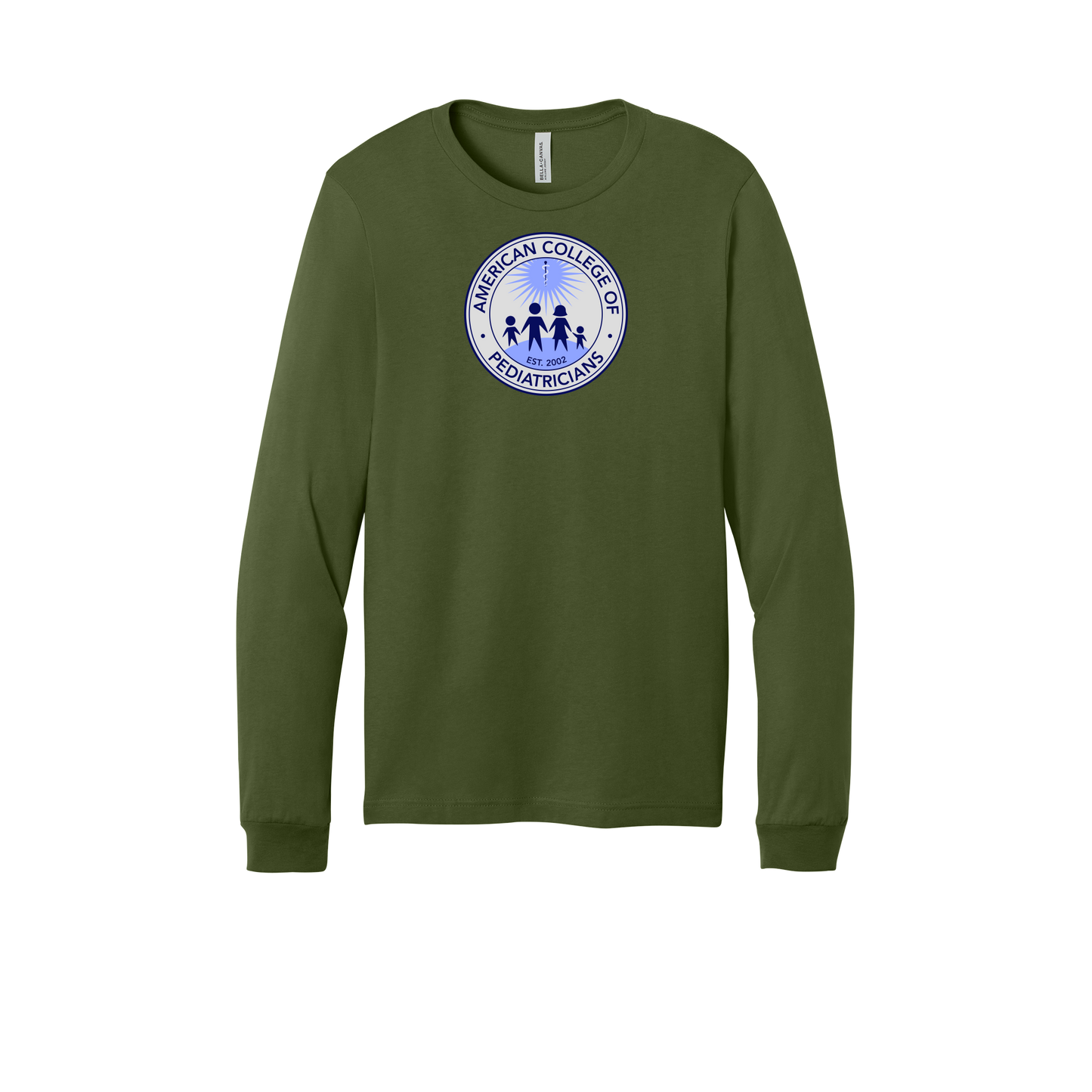 acpeds-all-season-medical-long-sleeve-tee-dtf-front-3501-olive-flat-front