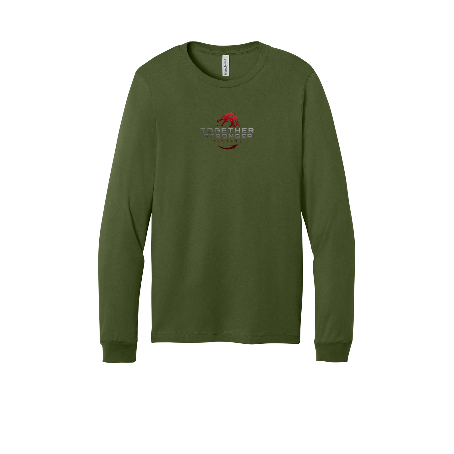 togetherstrongerfitness-all-season-long-sleeve-tee-dtf-front-3501-olive-flat-front