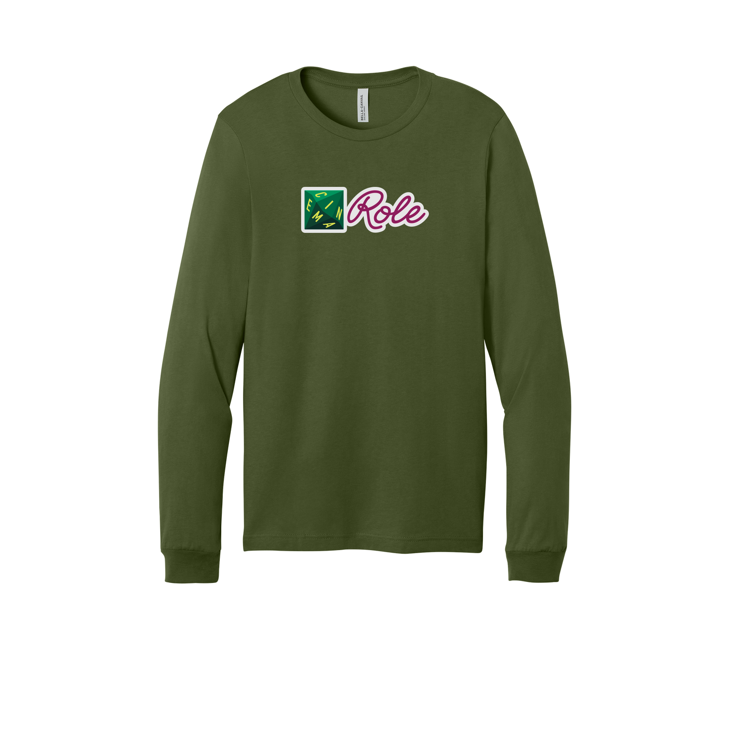 cinemarole-all-season-long-sleeve-tee-dtf-front-3501-olive-flat-front