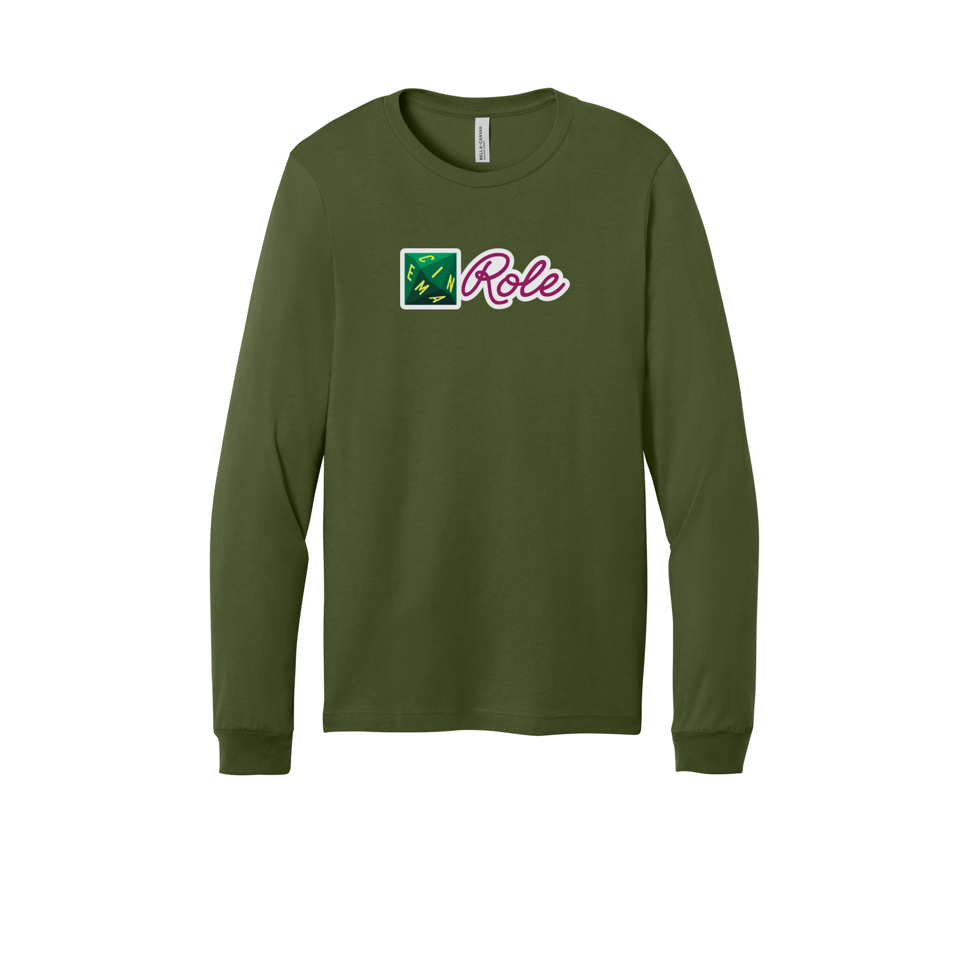cinemarole-all-season-long-sleeve-tee-dtf-front-3501-olive-flat-front