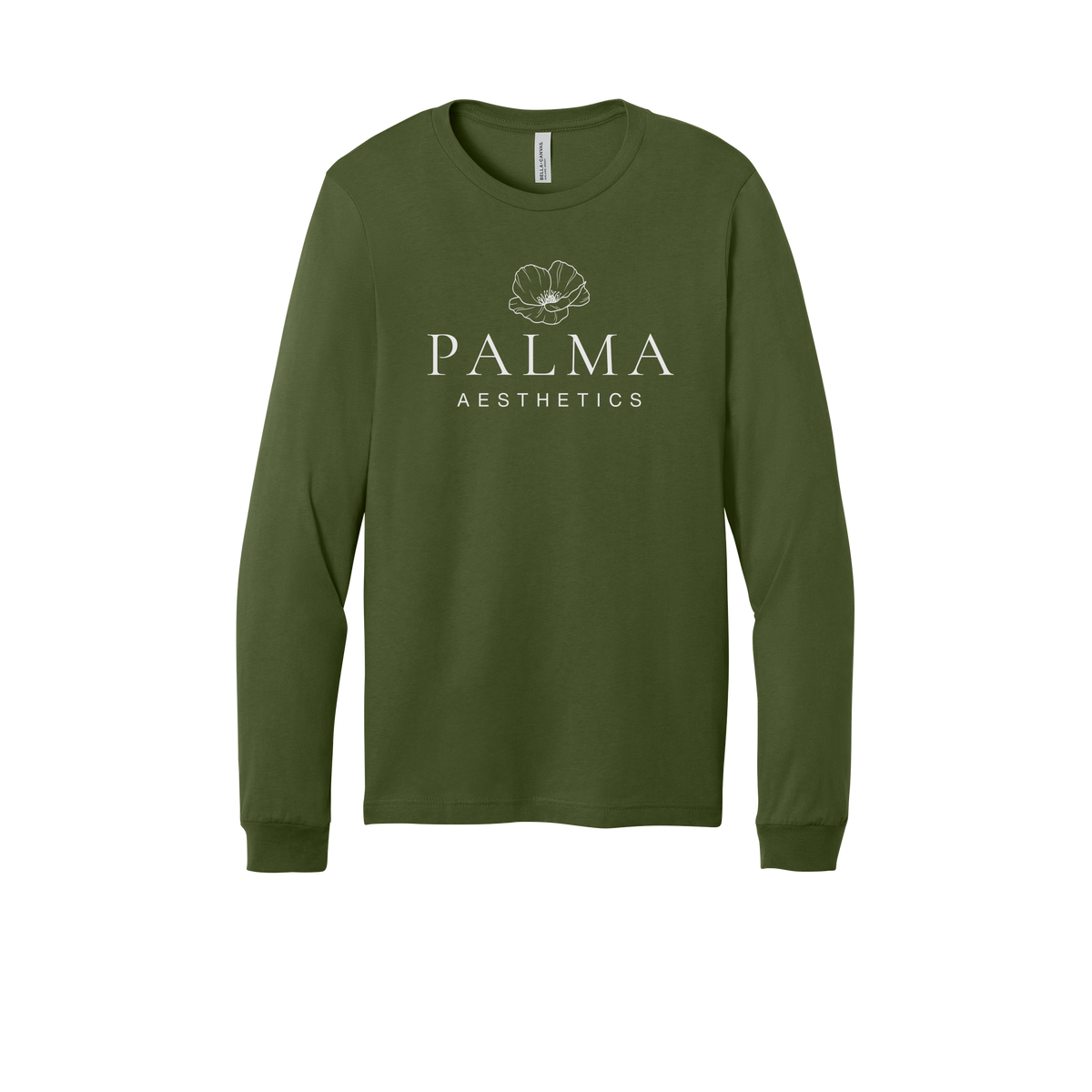 palmaaesthetics-all-season-medical-long-sleeve-tee-dtf-front-3501-olive-flat-front