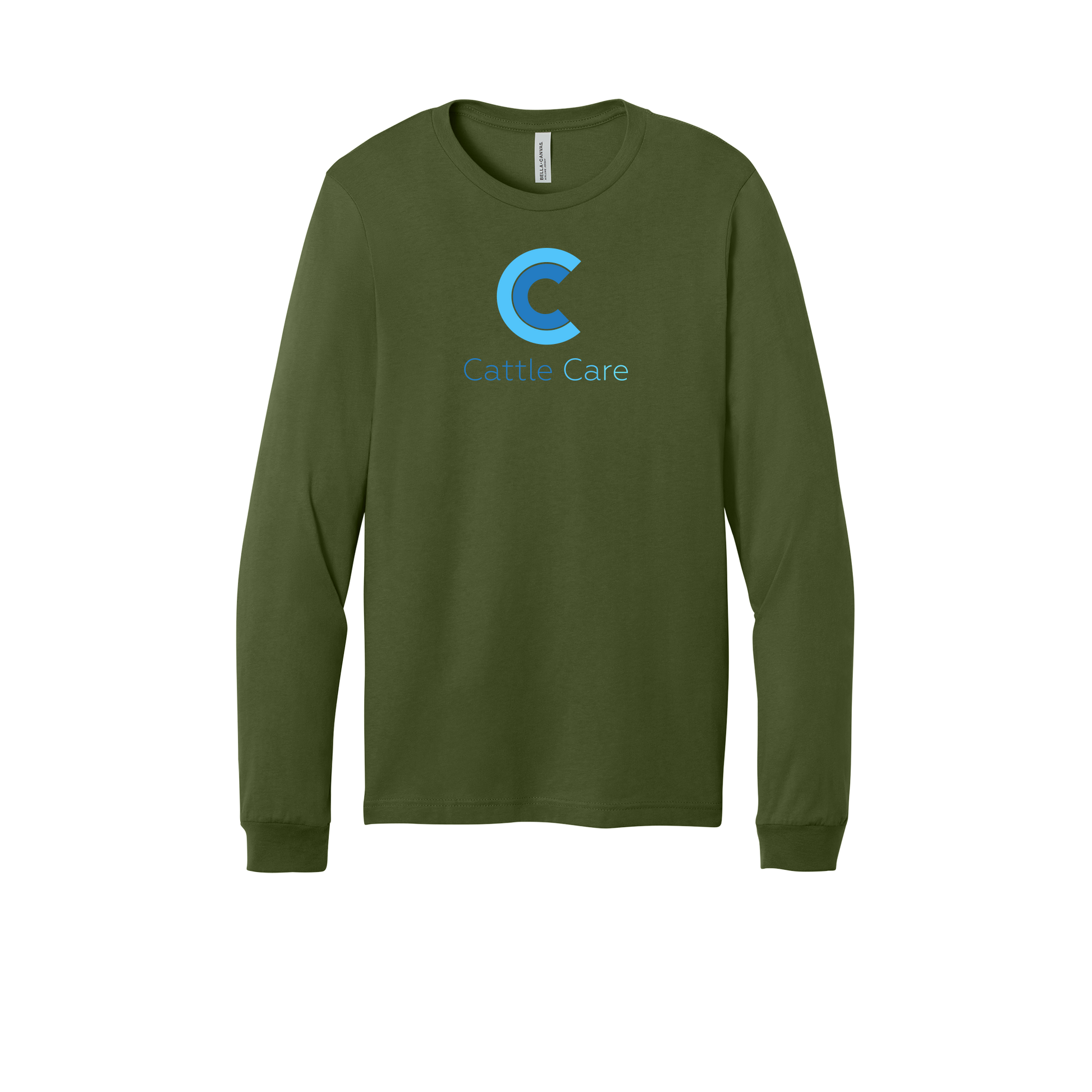cattle-care-all-season-long-sleeve-tee-dtf-front-3501-olive-flat-front