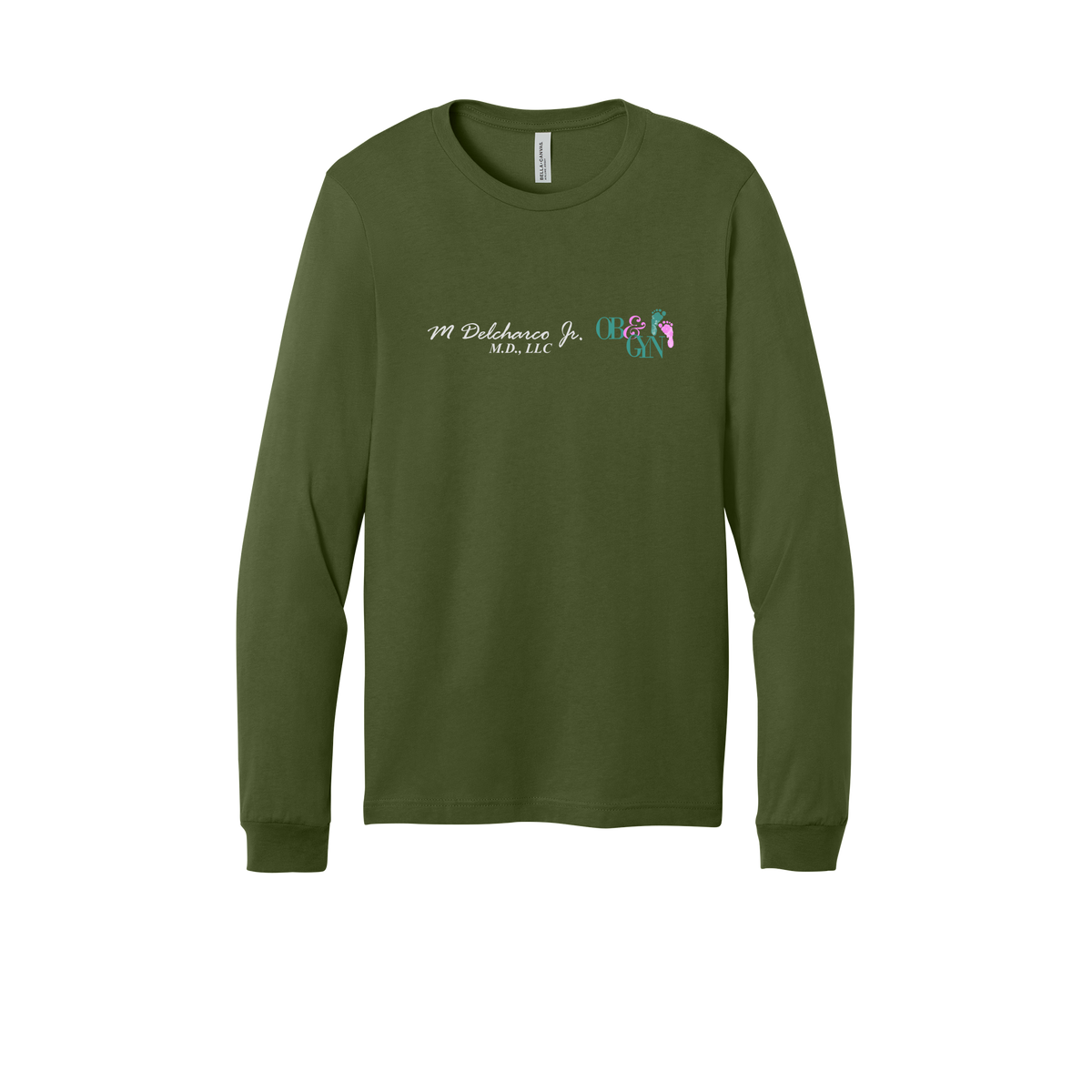delcharco-all-season-medical-long-sleeve-tee-dtf-front-3501-olive-flat-front