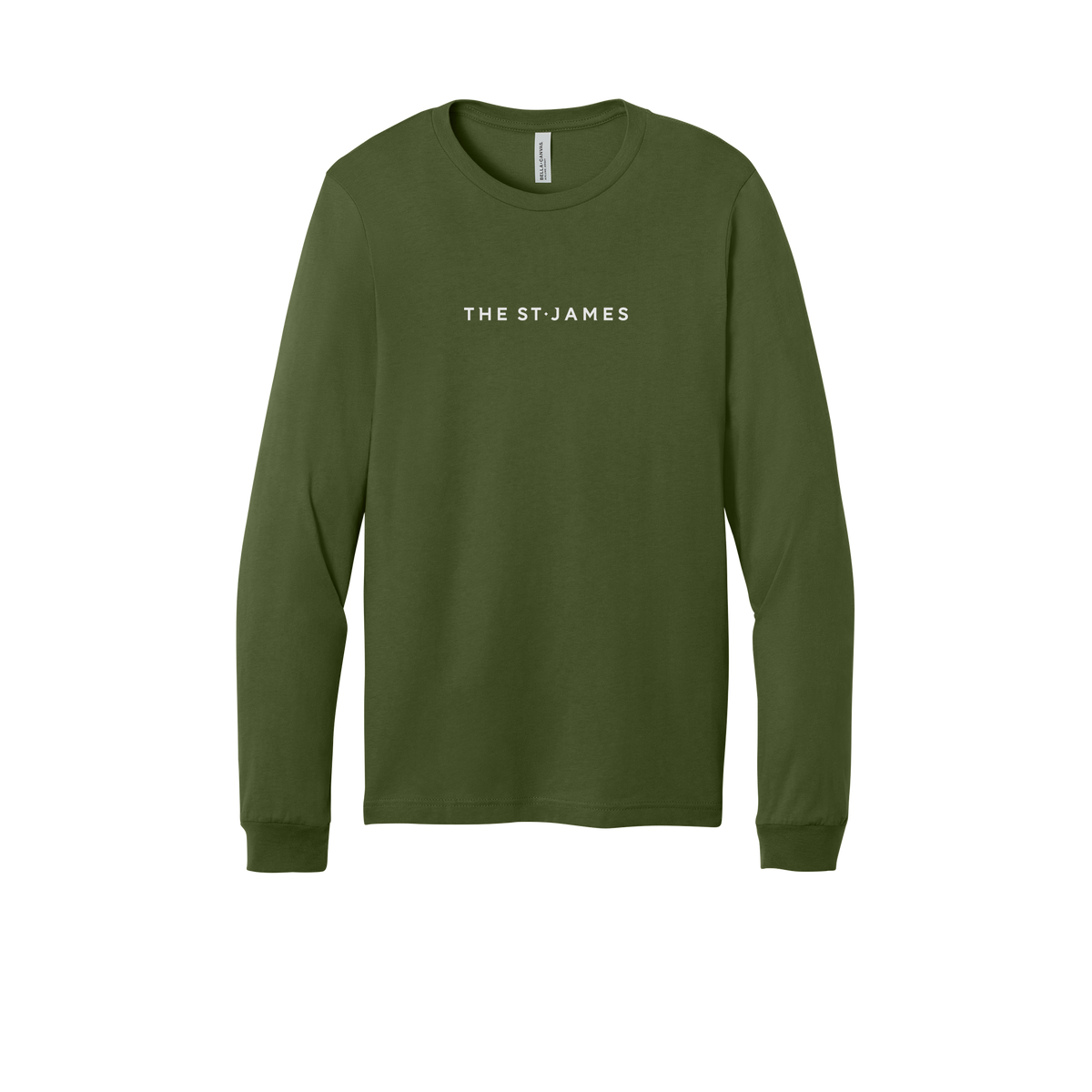 thestjames-all-season-long-sleeve-tee-dtf-front-3501-olive-flat-front
