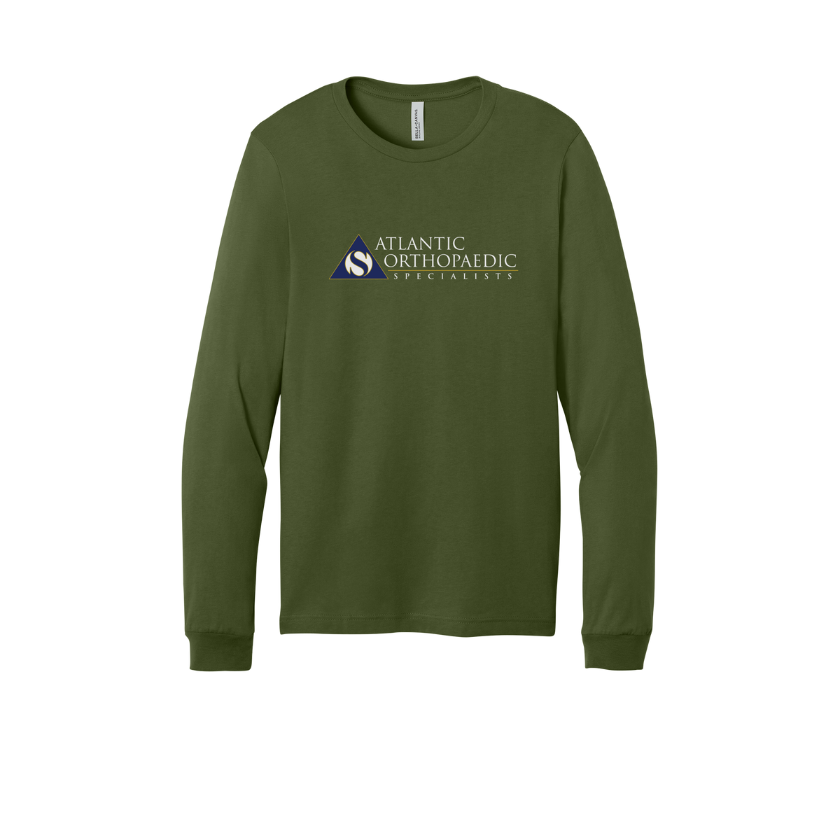 atlanticortho-all-season-medical-long-sleeve-tee-dtf-front-3501-olive-flat-front