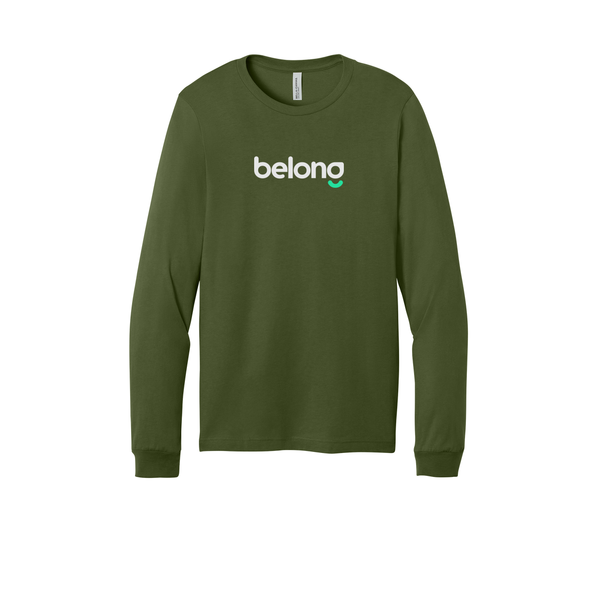 belonghome-all-season-long-sleeve-tee-dtf-front-3501-olive-flat-front