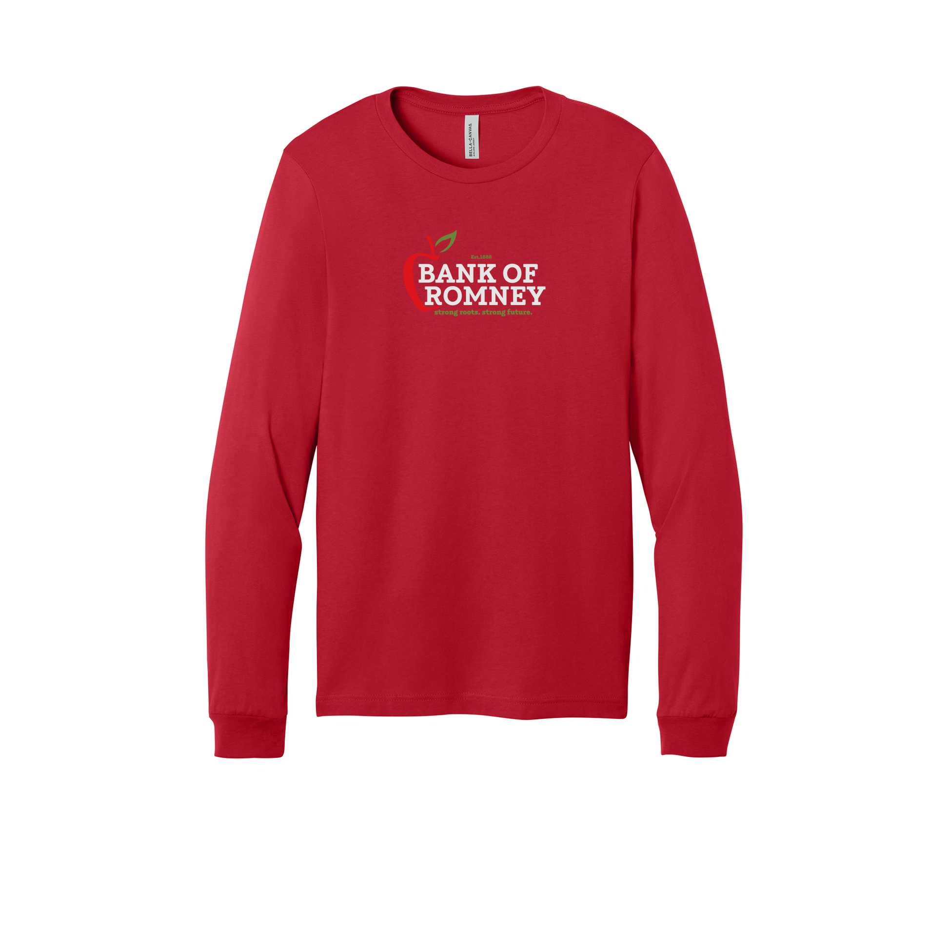 bankofromney-all-season-long-sleeve-tee-dtf-front-3501-red-flat-front