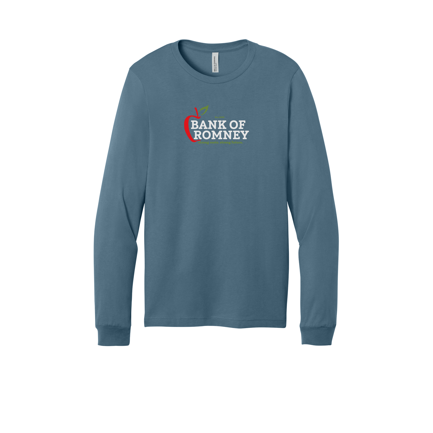 bankofromney-all-season-long-sleeve-tee-dtf-front-3501-steelblue-flat-front