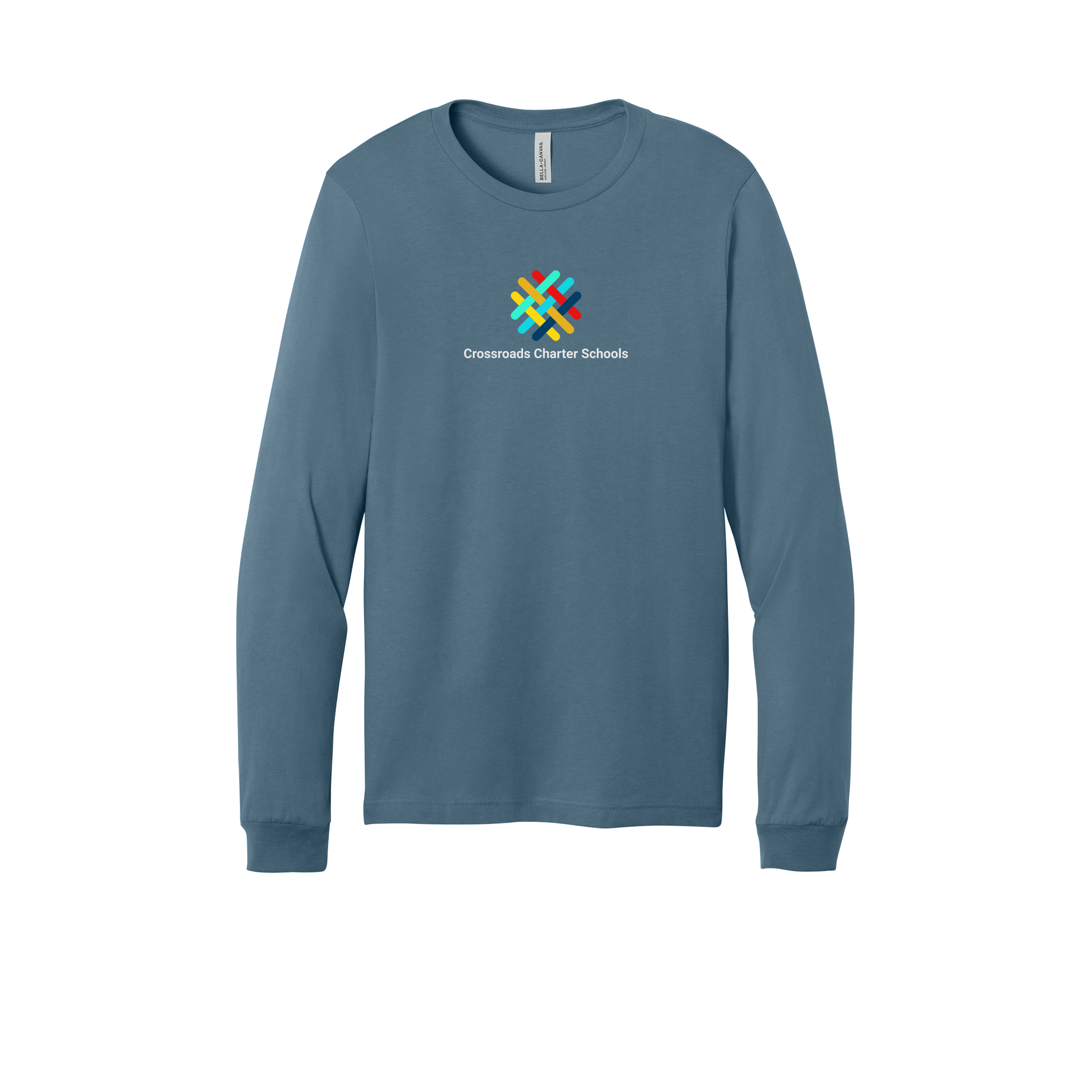 crossroadsschoolskc-all-season-long-sleeve-tee-dtf-front-3501-steelblue-flat-front