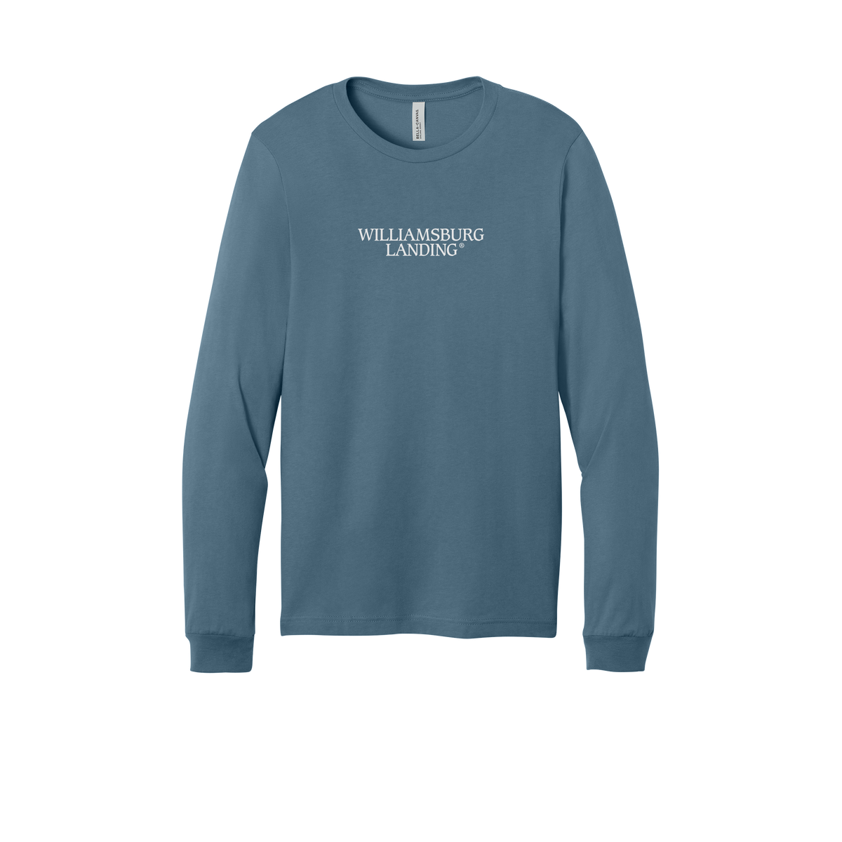 williamsburglanding-all-season-long-sleeve-tee-dtf-front-3501-steelblue-flat-front