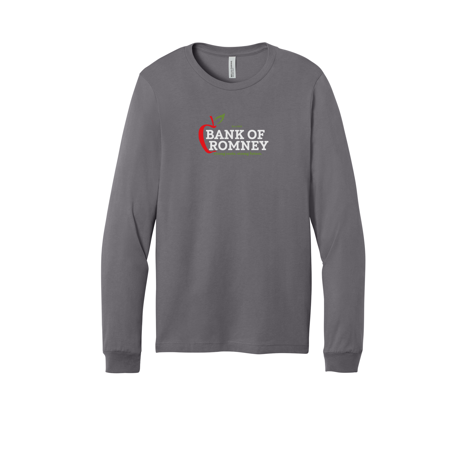 bankofromney-all-season-long-sleeve-tee-dtf-front-3501-storm-flat-front