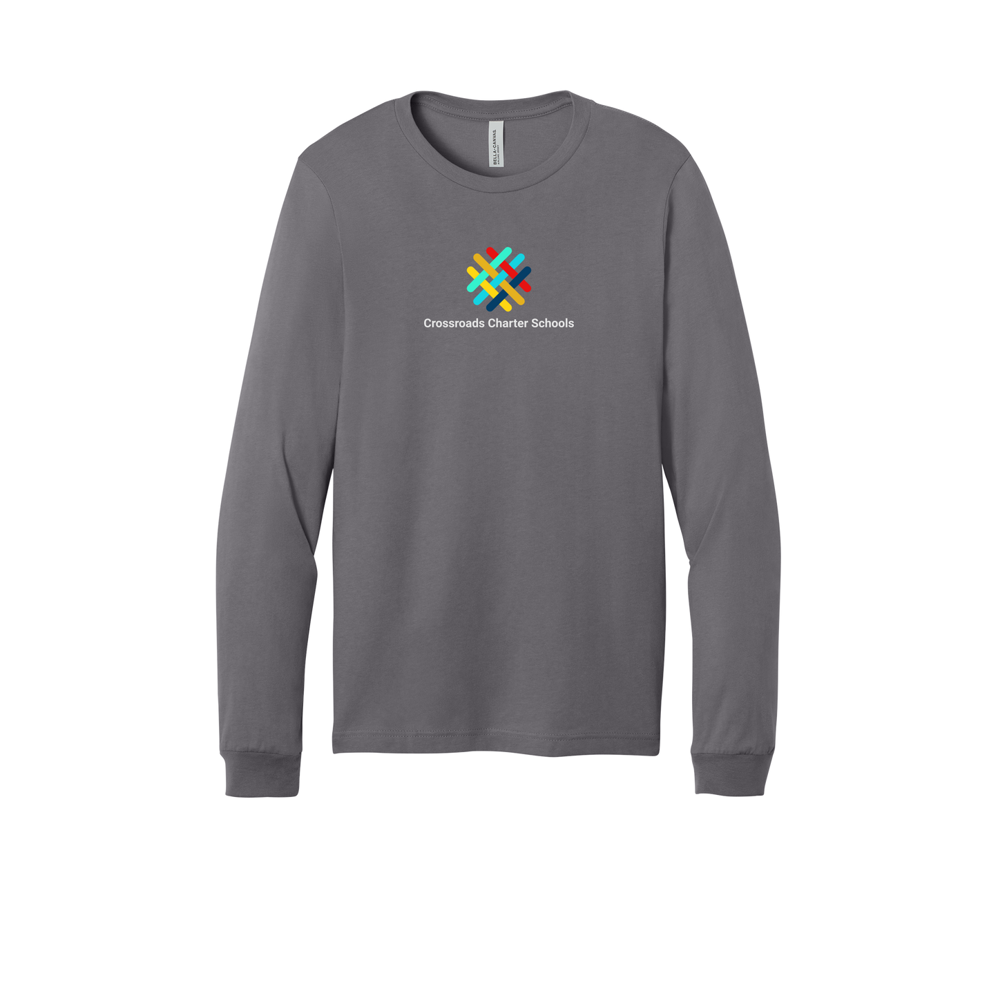 crossroadsschoolskc-all-season-long-sleeve-tee-dtf-front-3501-storm-flat-front