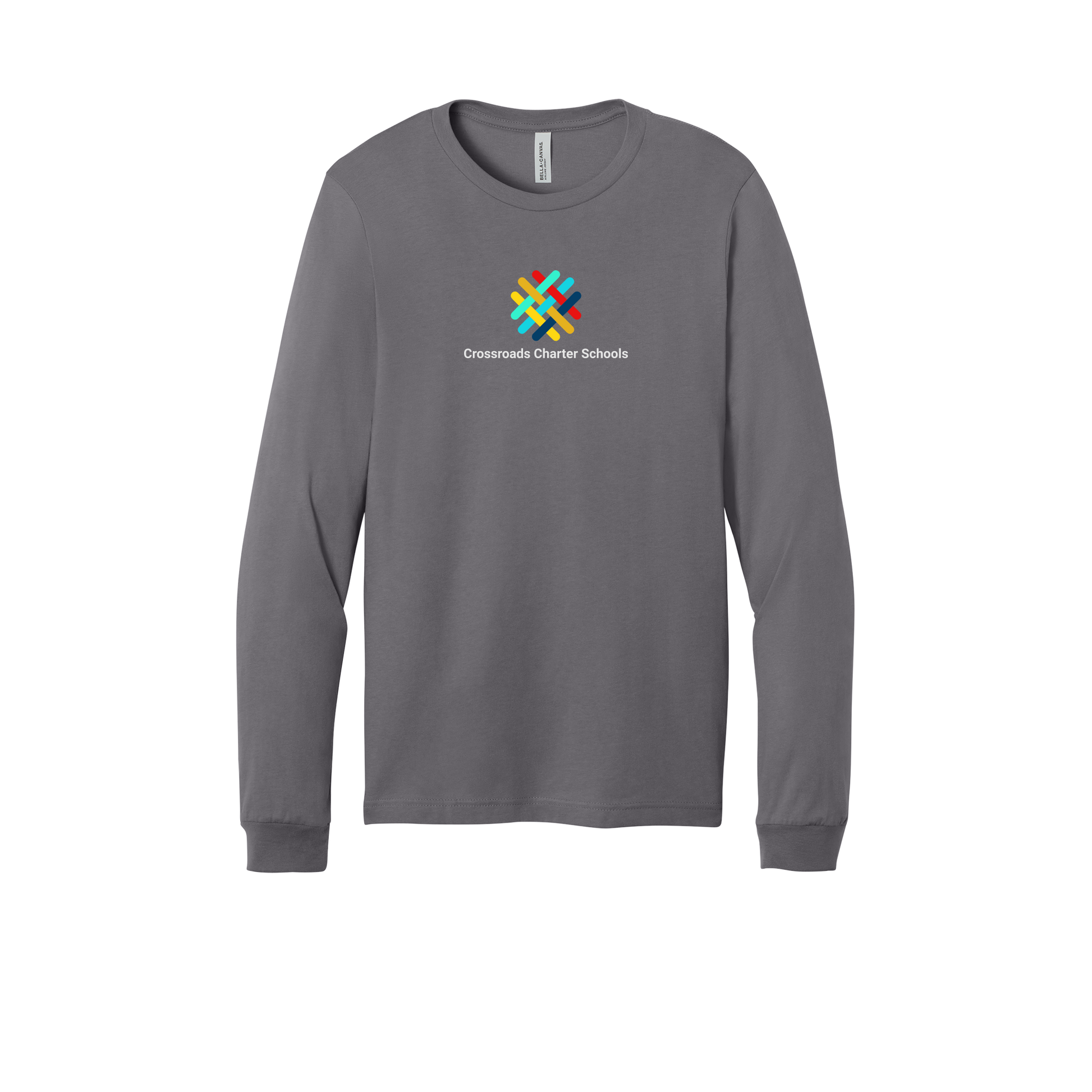 crossroadsschoolskc-all-season-long-sleeve-tee-dtf-front-3501-storm-flat-front