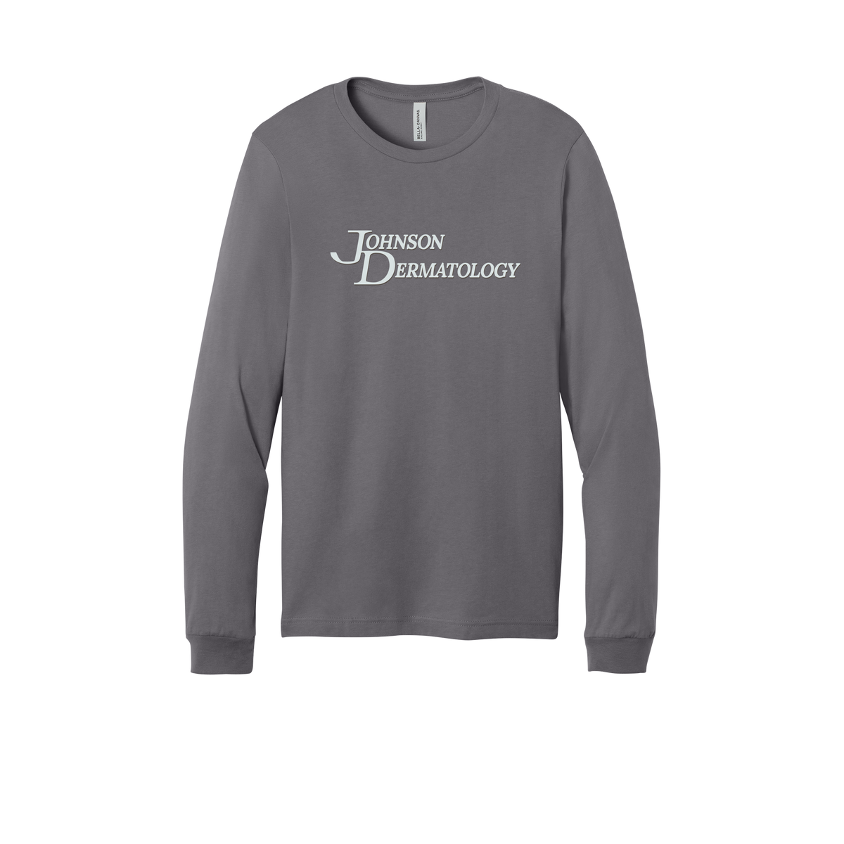 johnsondermatology-all-season-medical-long-sleeve-tee-dtf-front-3501-storm-flat-front