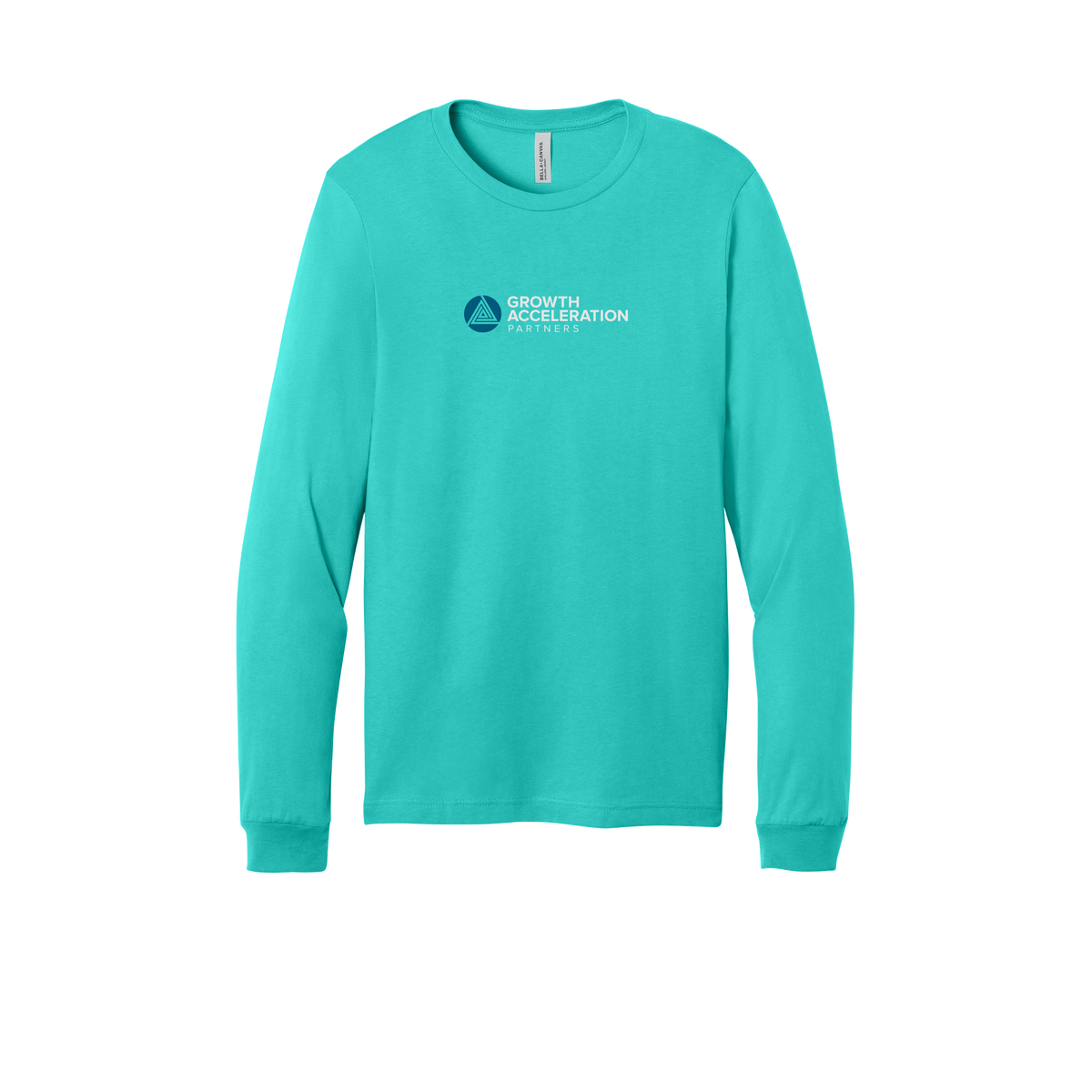 growthaccelerationpartners-all-season-long-sleeve-tee-dtf-front-3501-teal-flat-front