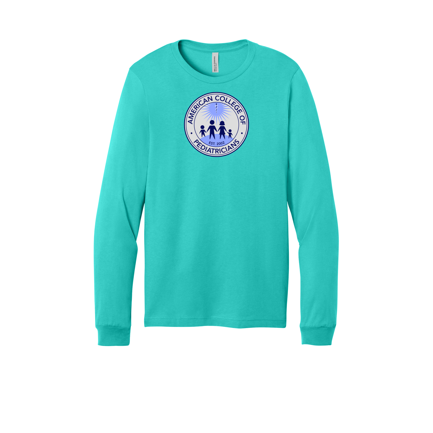 acpeds-all-season-medical-long-sleeve-tee-dtf-front-3501-teal-flat-front