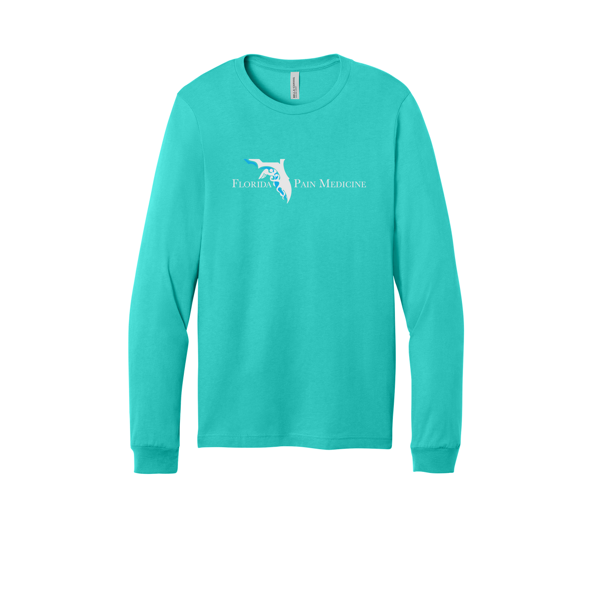 floridapainmedicine-all-season-medical-long-sleeve-tee-dtf-front-3501-teal-flat-front