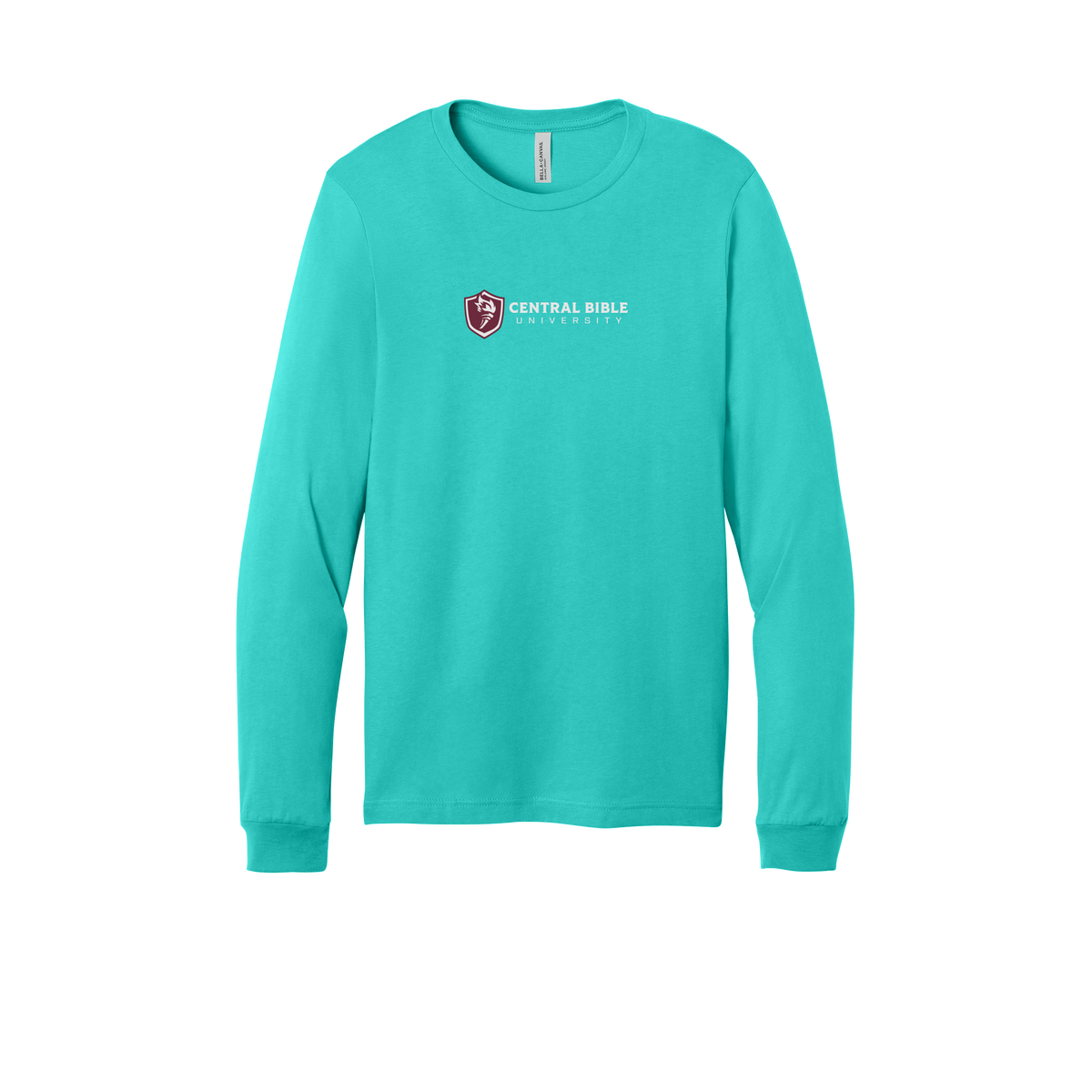 centralbible-all-season-long-sleeve-tee-dtf-front-3501-teal-flat-front