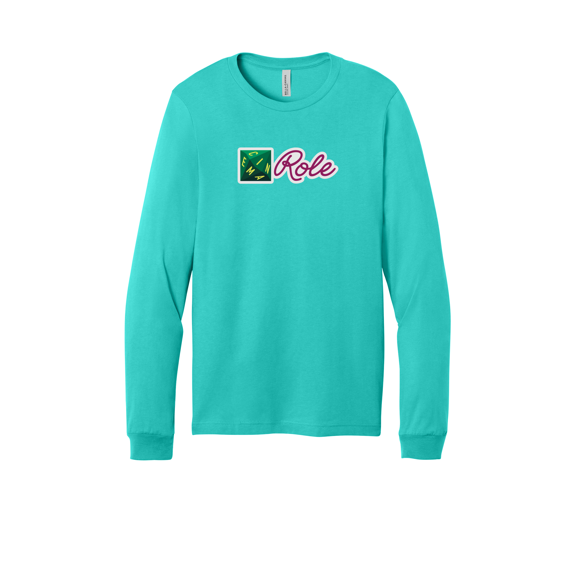 cinemarole-all-season-long-sleeve-tee-dtf-front-3501-teal-flat-front