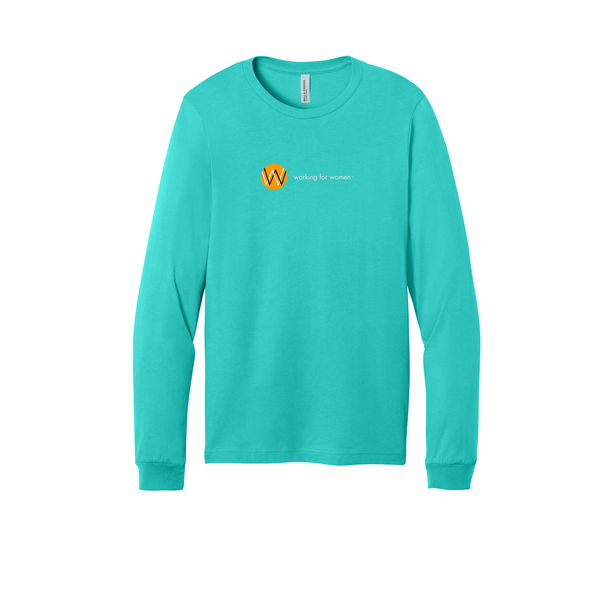 workingforwomen-all-season-long-sleeve-tee-dtf-front-3501-teal-flat-front
