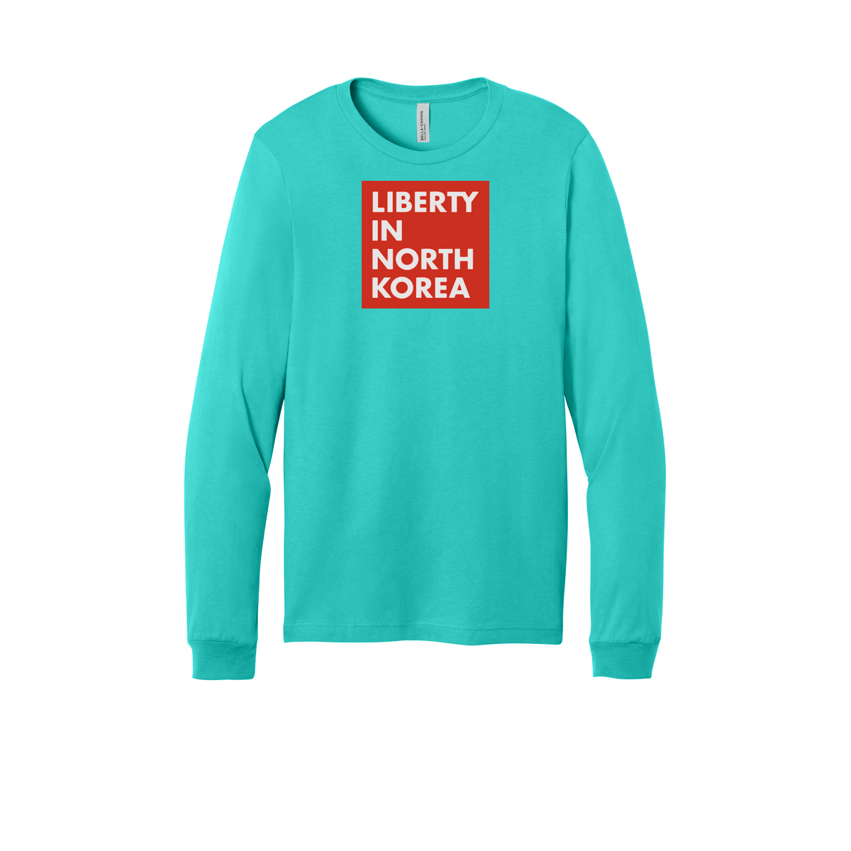 libertyinnorthkorea-all-season-long-sleeve-tee-dtf-front-3501-teal-flat-front