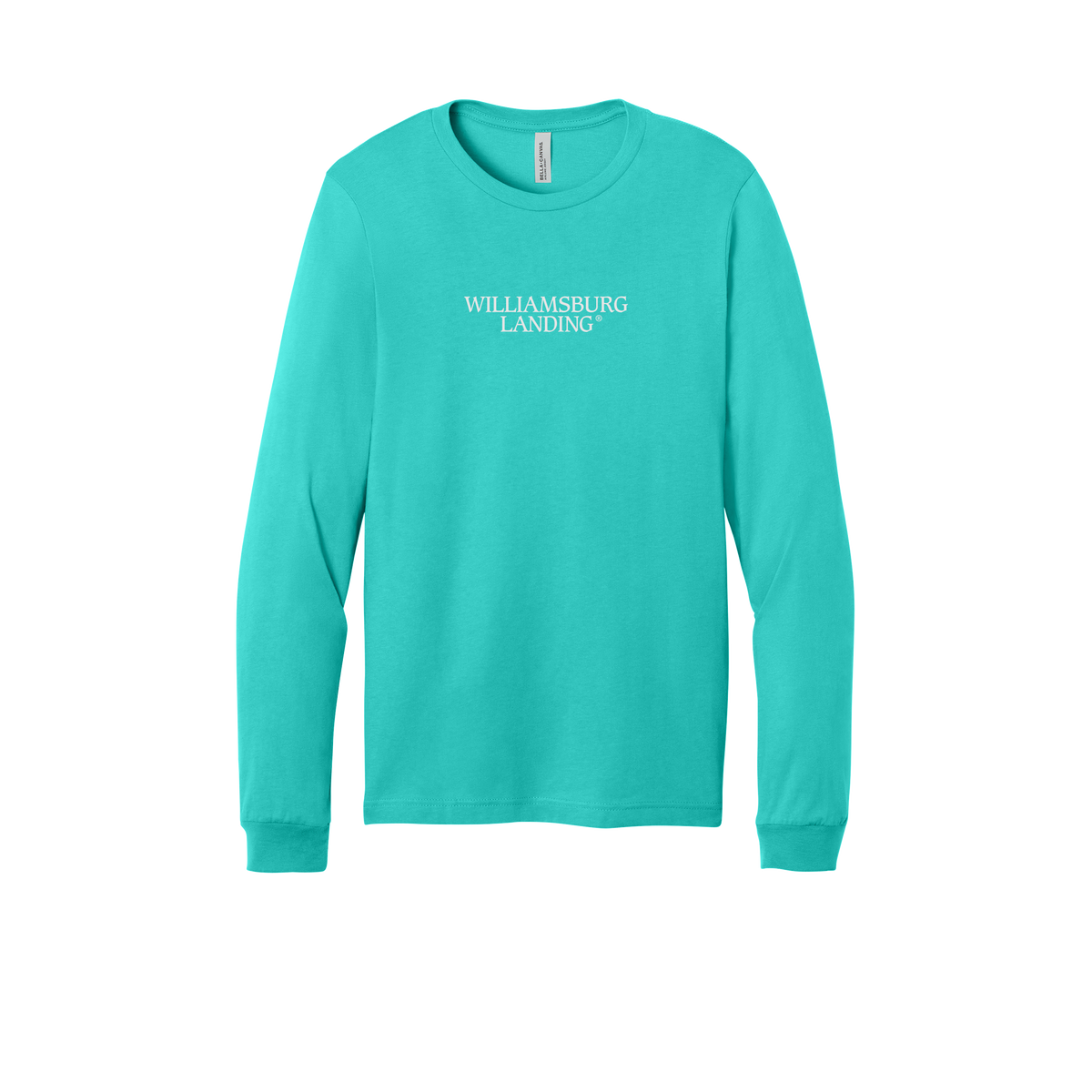 williamsburglanding-all-season-long-sleeve-tee-dtf-front-3501-teal-flat-front