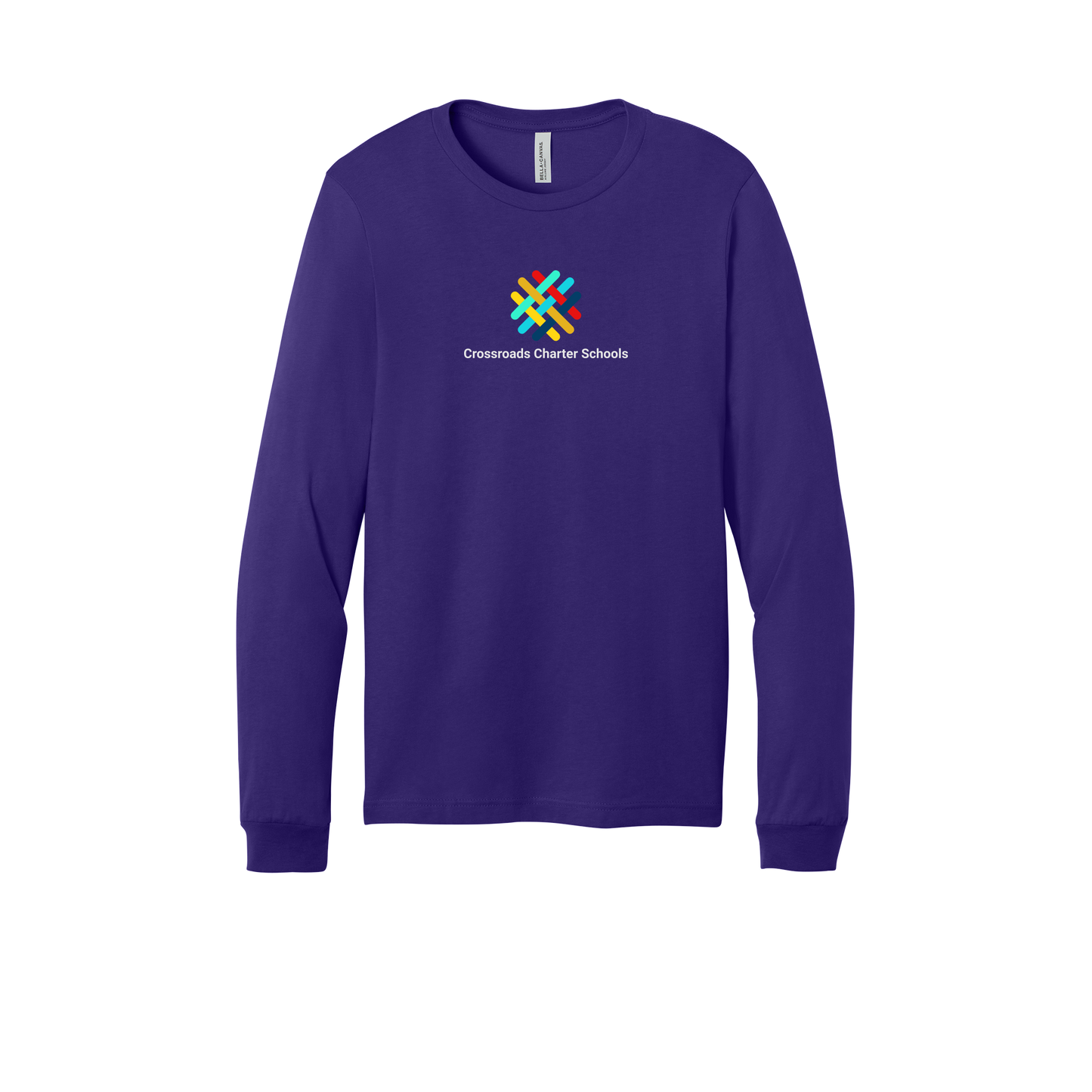 crossroadsschoolskc-all-season-long-sleeve-tee-dtf-front-3501-teampurple-flat-front
