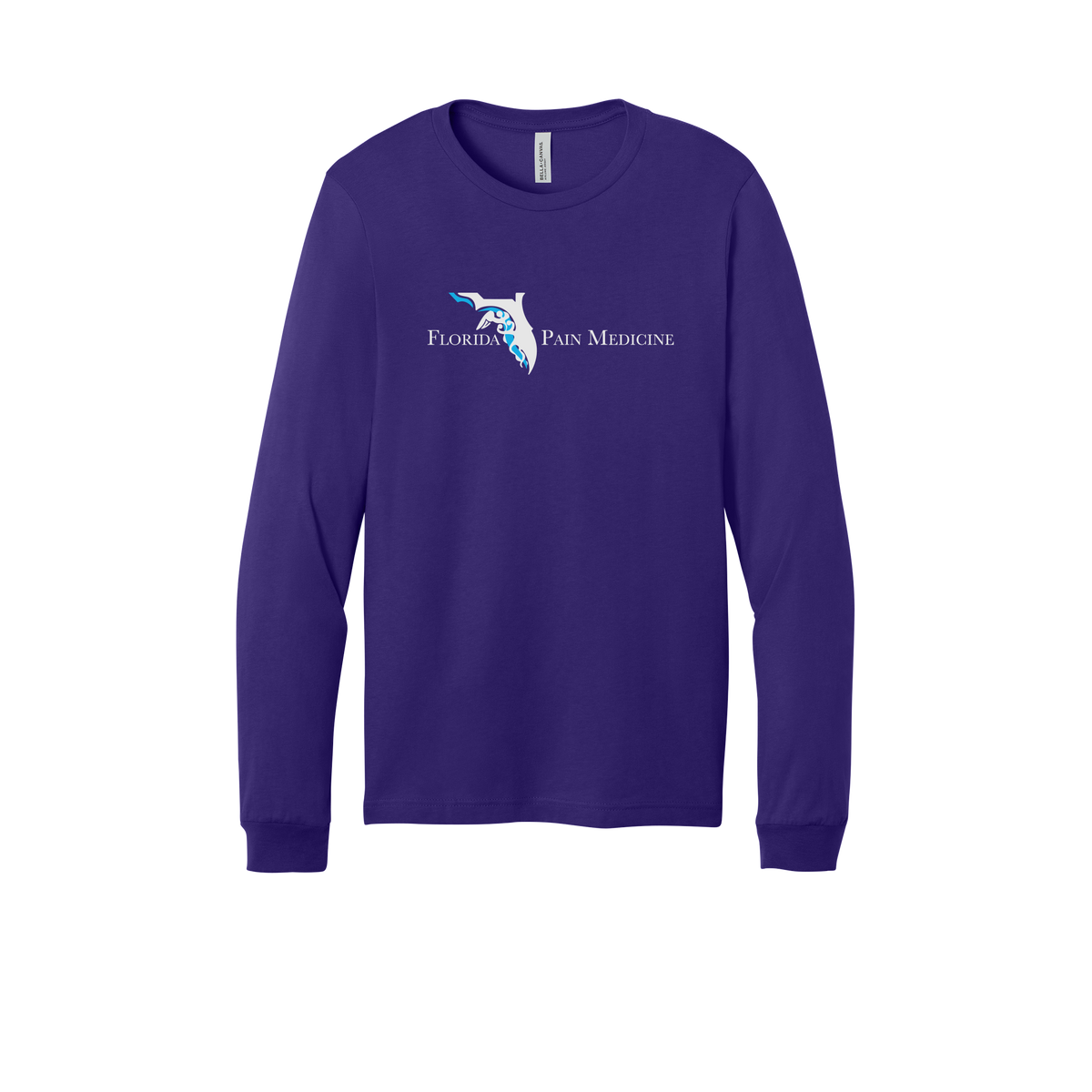 floridapainmedicine-all-season-medical-long-sleeve-tee-dtf-front-3501-teampurple-flat-front