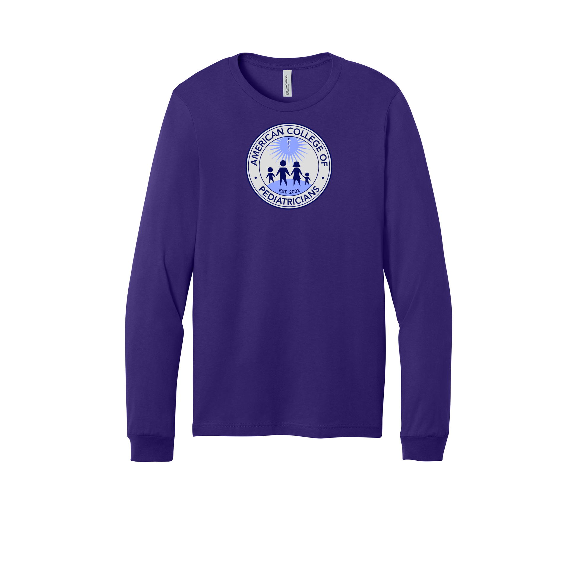 acpeds-all-season-medical-long-sleeve-tee-dtf-front-3501-teampurple-flat-front