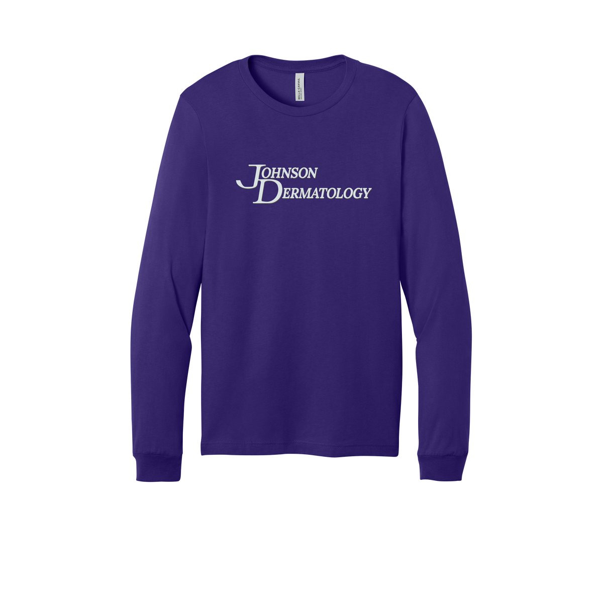johnsondermatology-all-season-medical-long-sleeve-tee-dtf-front-3501-teampurple-flat-front