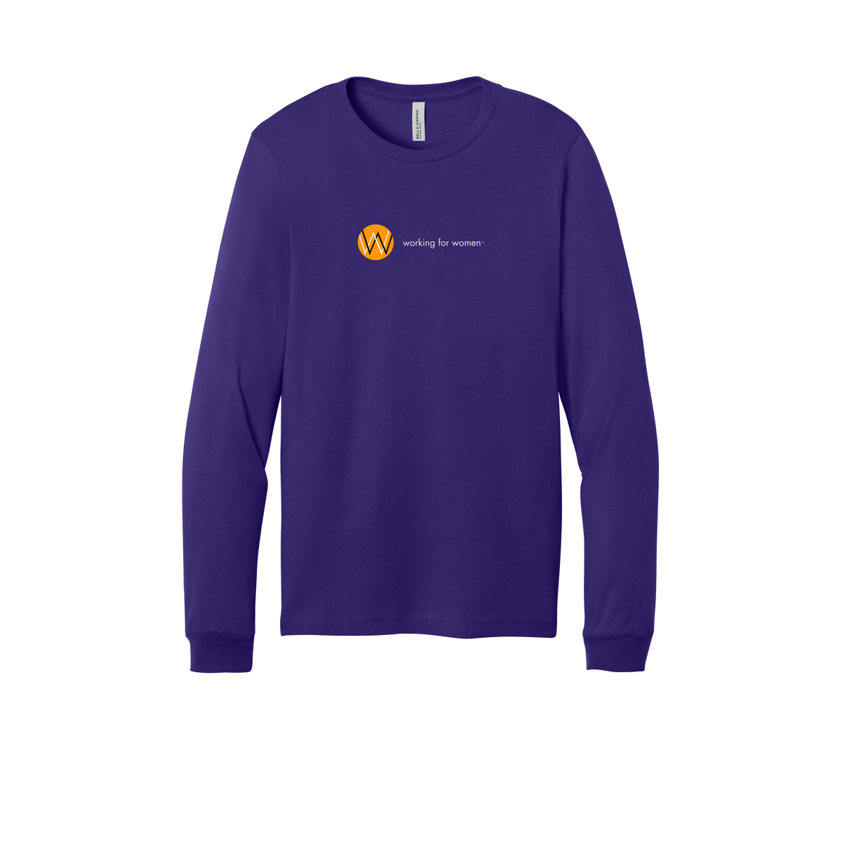 workingforwomen-all-season-long-sleeve-tee-dtf-front-3501-teampurple-flat-front