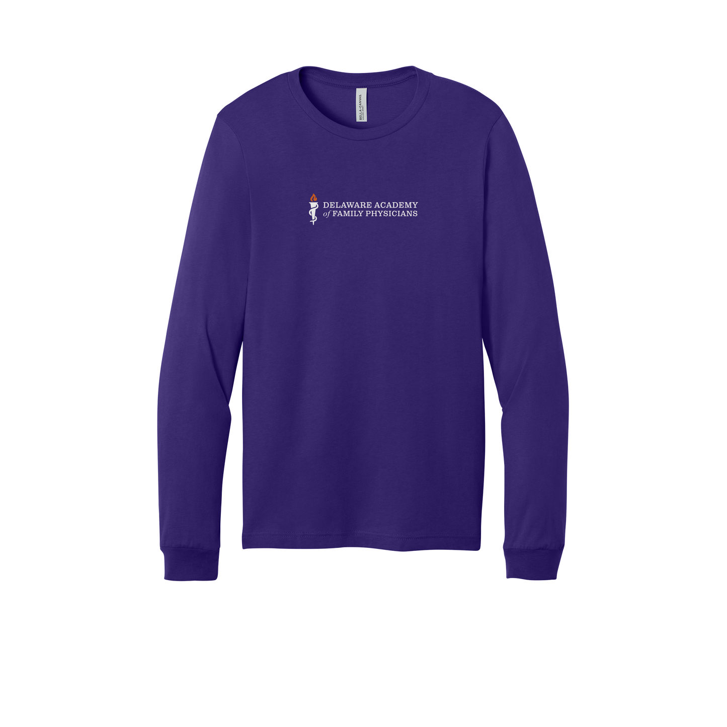 delfamdoc-all-season-medical-long-sleeve-tee-dtf-front-3501-teampurple-flat-front
