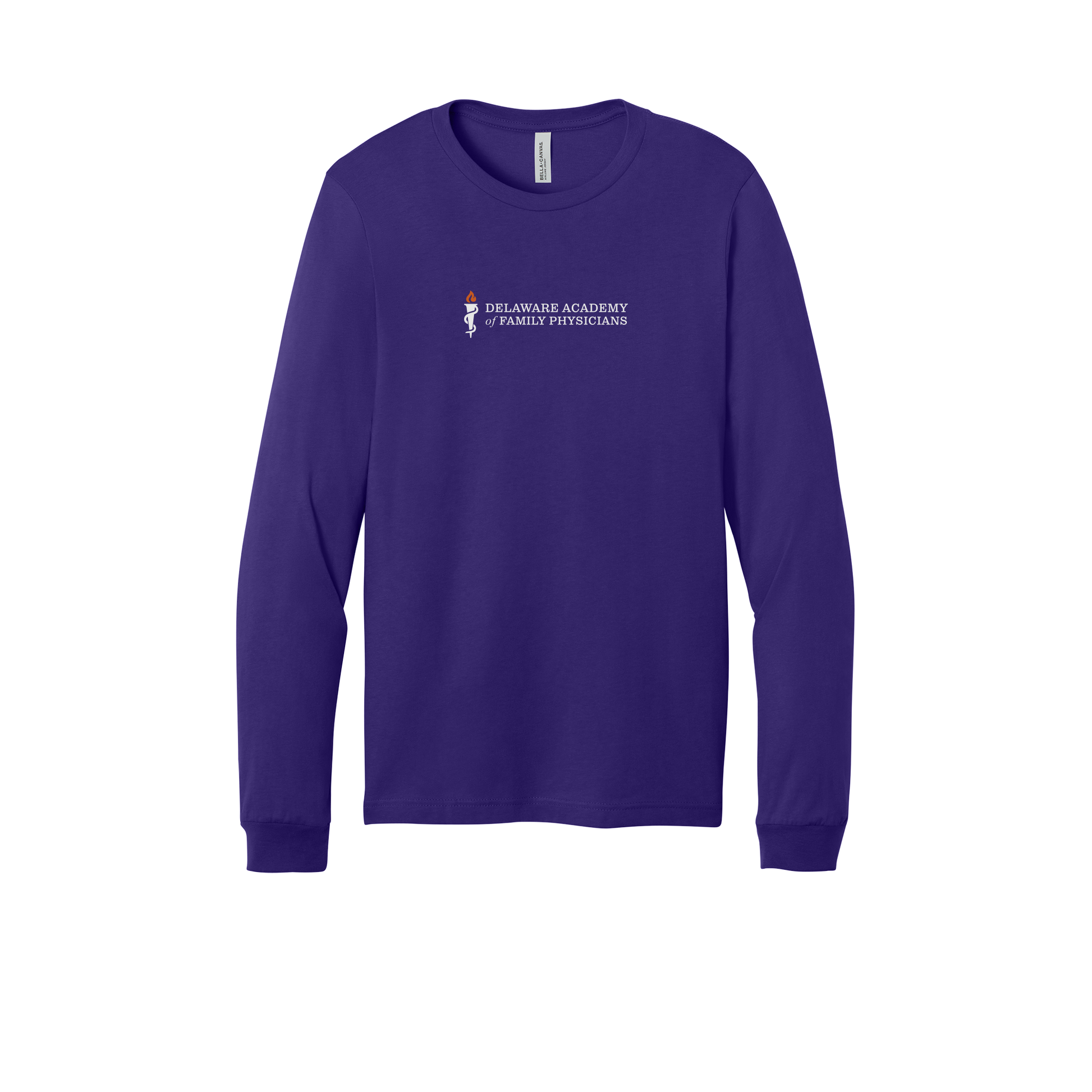 delfamdoc-all-season-medical-long-sleeve-tee-dtf-front-3501-teampurple-flat-front