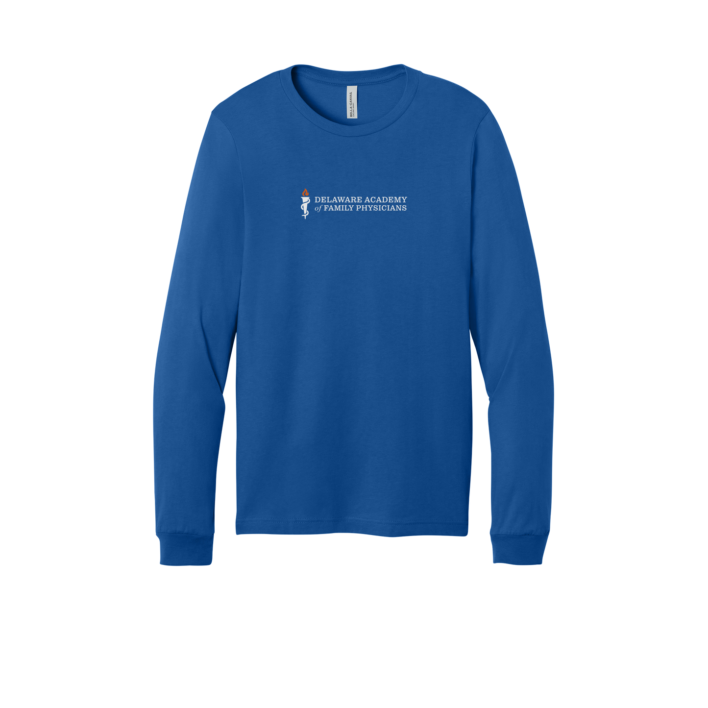 delfamdoc-all-season-medical-long-sleeve-tee-dtf-front-3501-trueroyal-flat-front