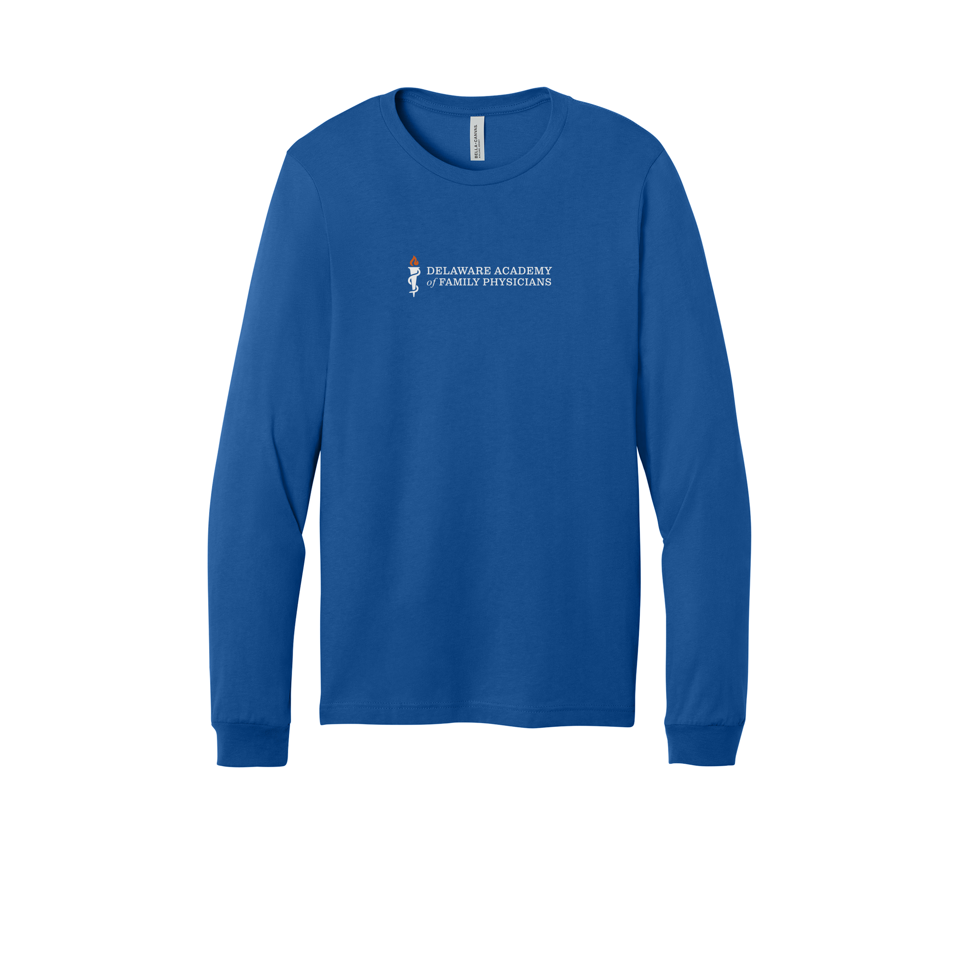 delfamdoc-all-season-medical-long-sleeve-tee-dtf-front-3501-trueroyal-flat-front
