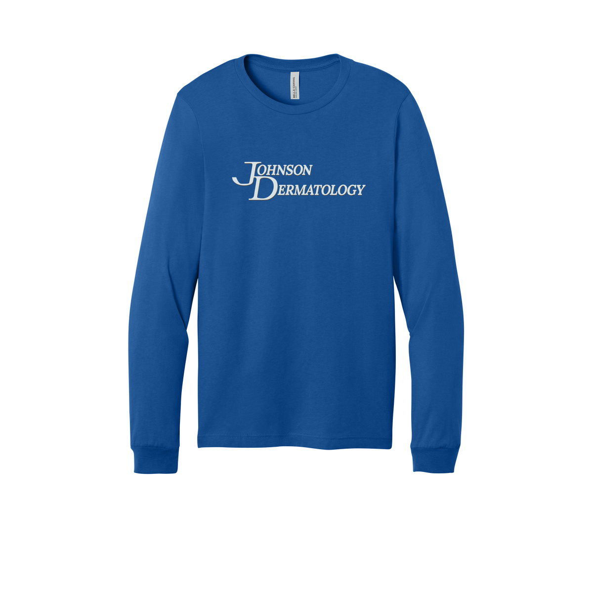 johnsondermatology-all-season-medical-long-sleeve-tee-dtf-front-3501-trueroyal-flat-front