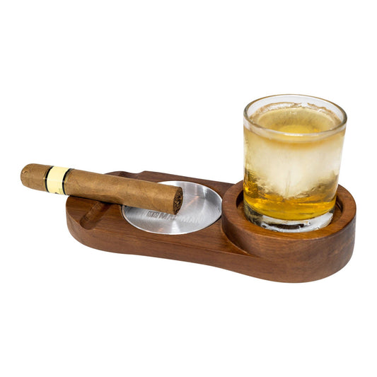 Hardwood Cigar Ashtray & Whiskey Accessory Set by Vintage Gentlemen