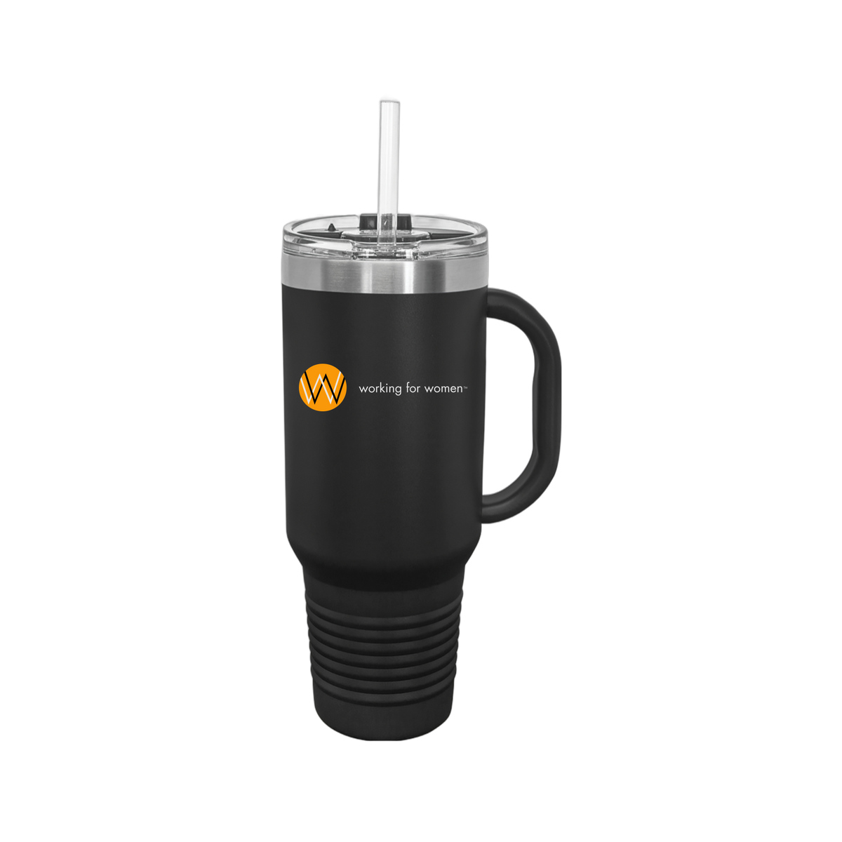 workingforwomen-travel-mug-40oz-uv-drinkwarefront-40ozTravelMug-black-flat-front
