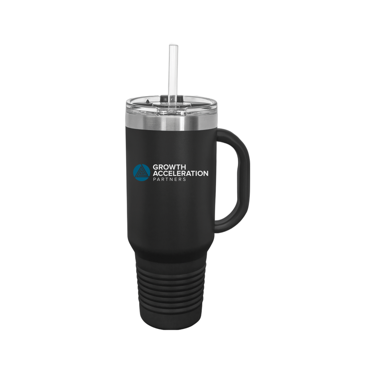 growthaccelerationpartners-travel-mug-40oz-uv-drinkwarefront-40ozTravelMug-black-flat-front